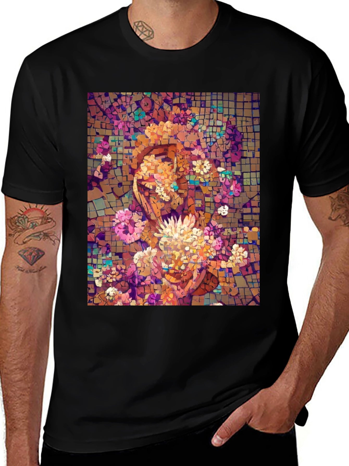 Mosaic Floral Face Graphic Tee