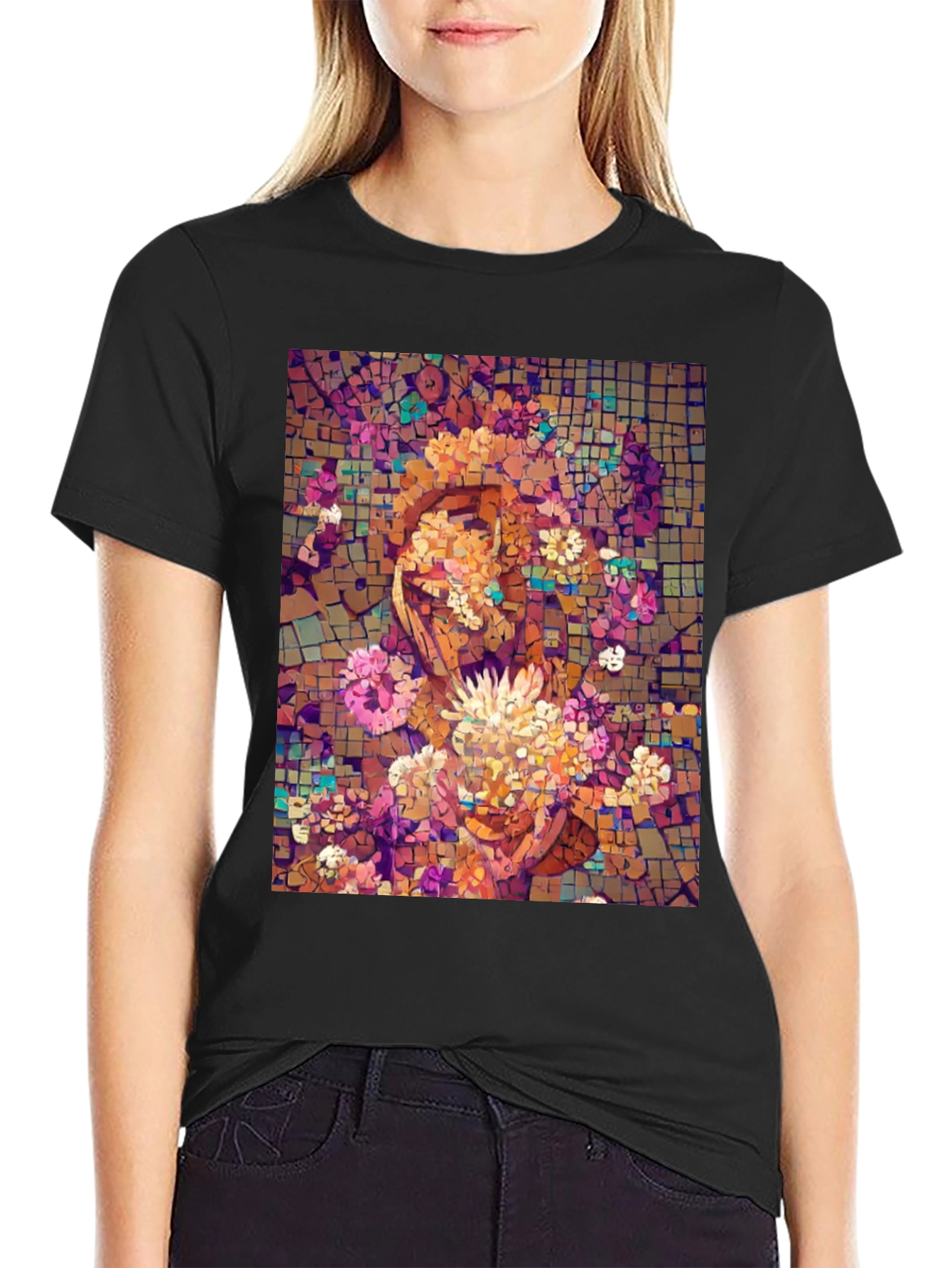 Mosaic Floral Face Graphic Tee