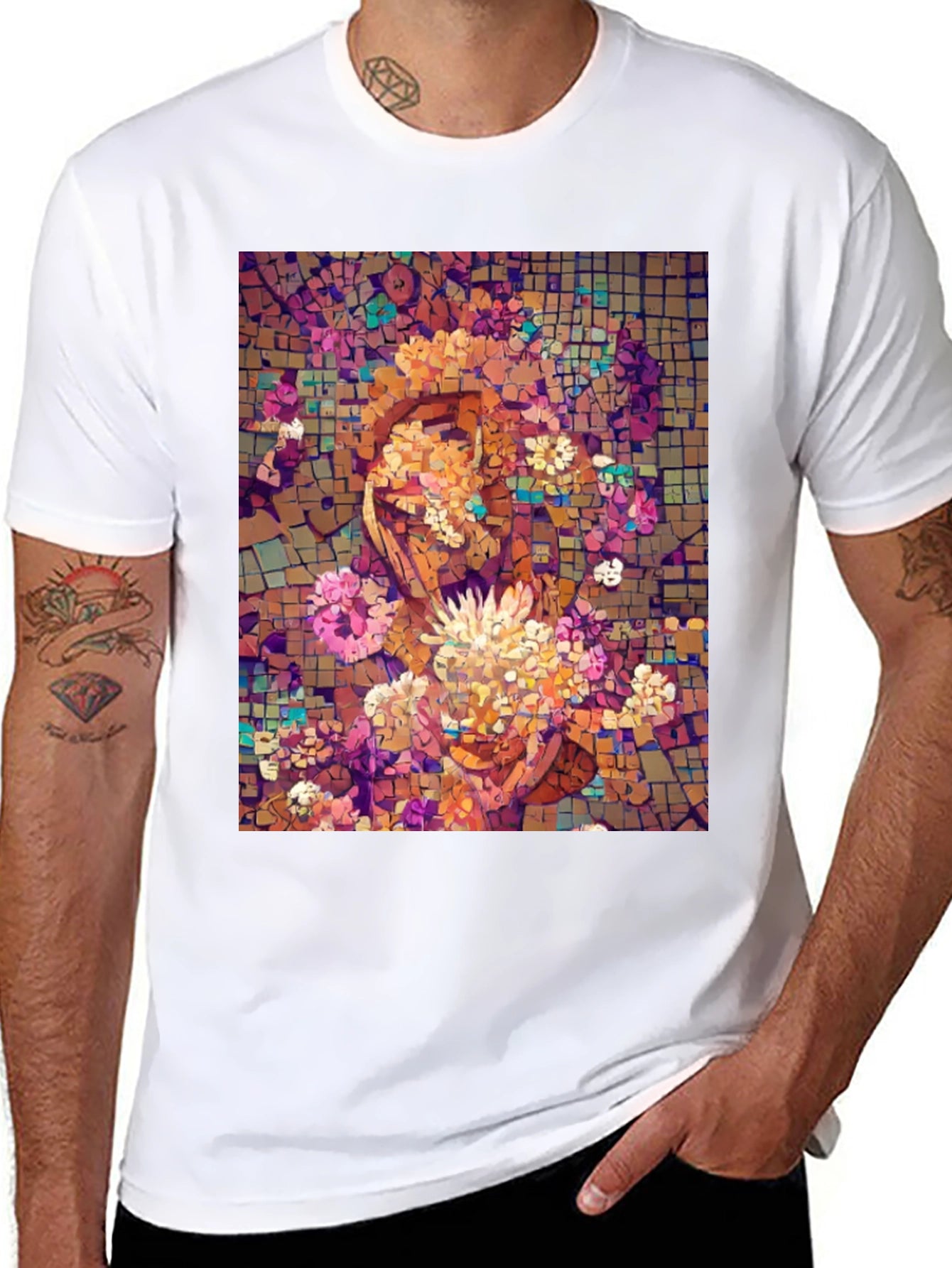 Mosaic Floral Face Graphic Tee