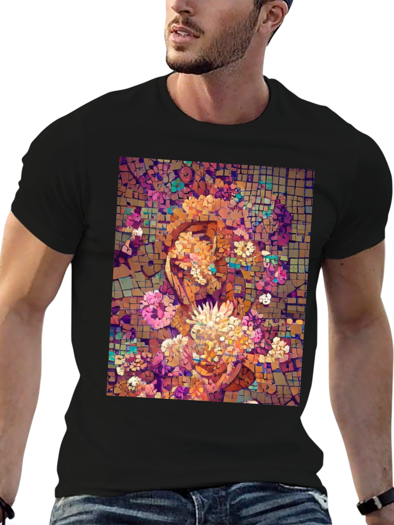 Mosaic Floral Face Graphic Tee