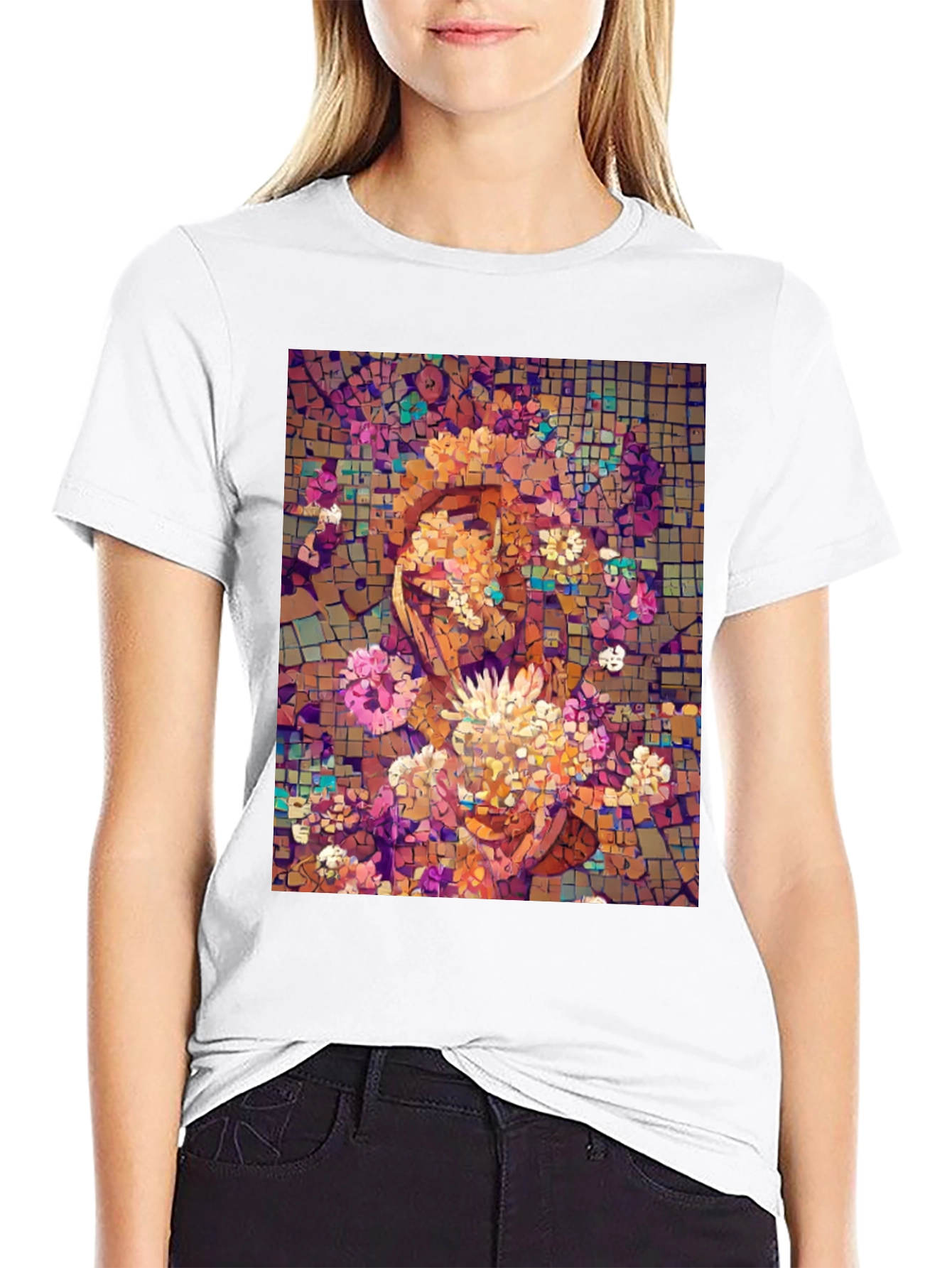 Mosaic Floral Face Graphic Tee