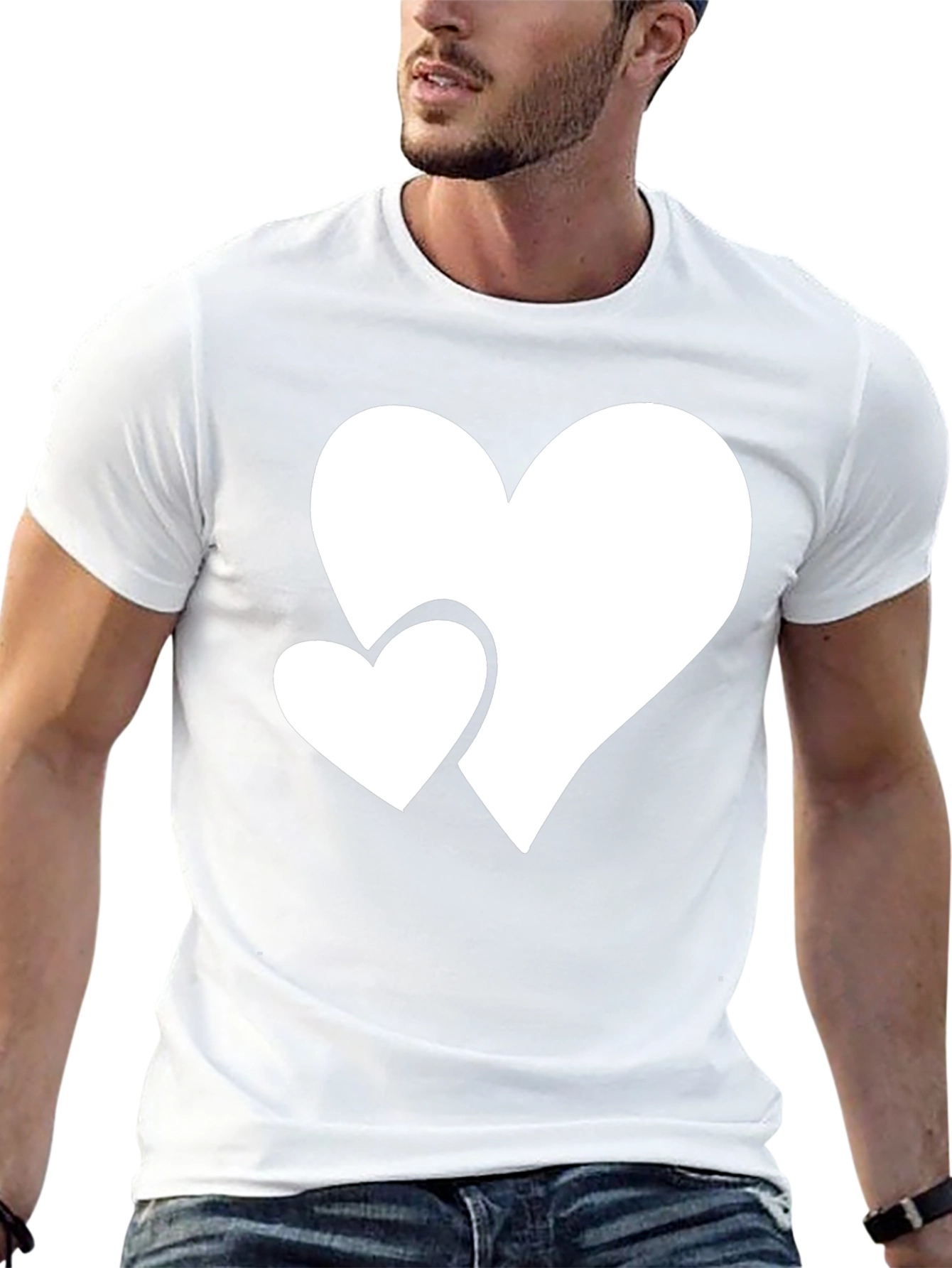 Heart Print Crew Neck Short Sleeve T-Shirt