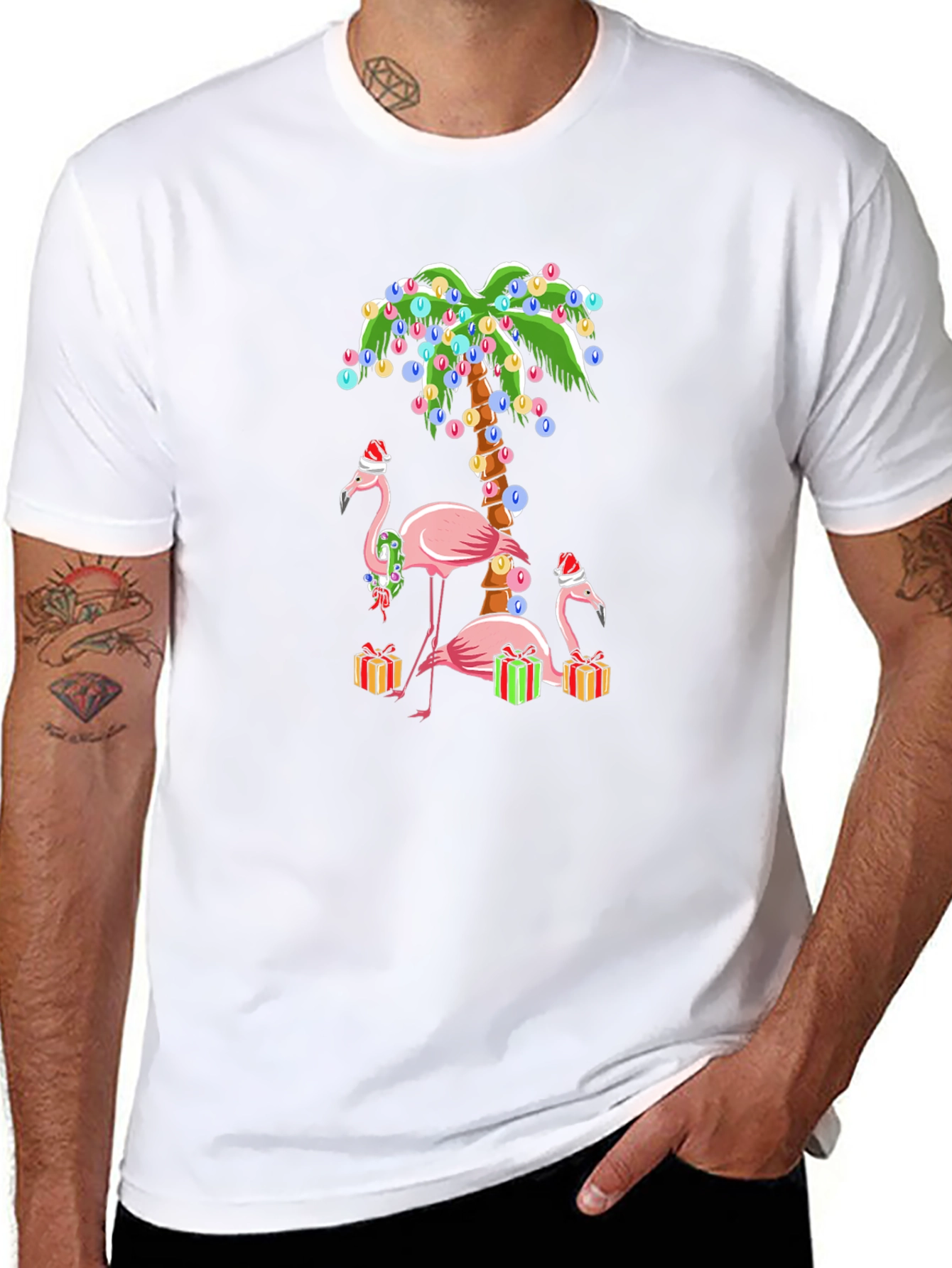 Festive Flamingo Christmas T-Shirt