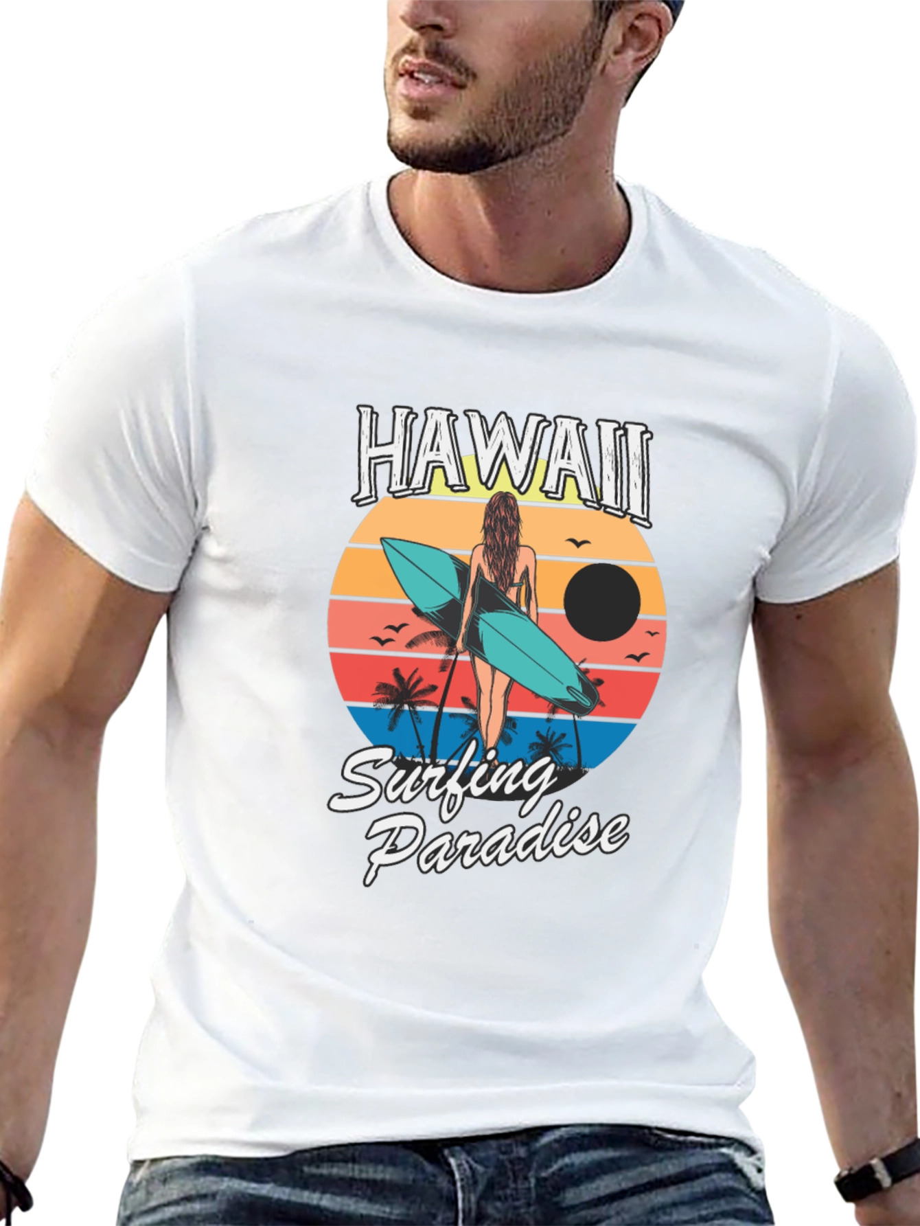 Hawaii Surfing Paradise Graphic T-Shirt