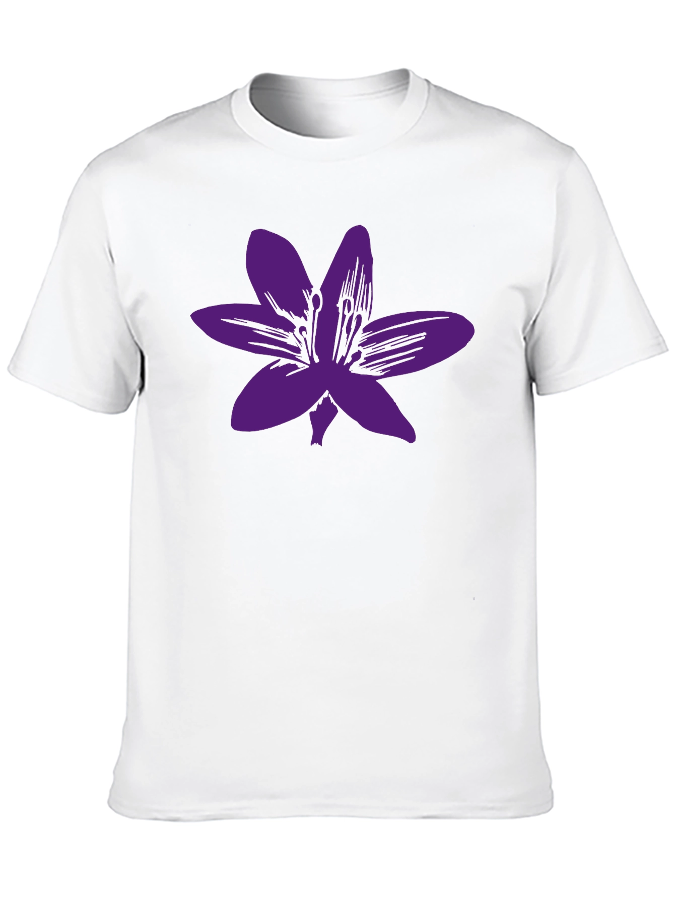 Black T-Shirt with Purple Flower Graphic