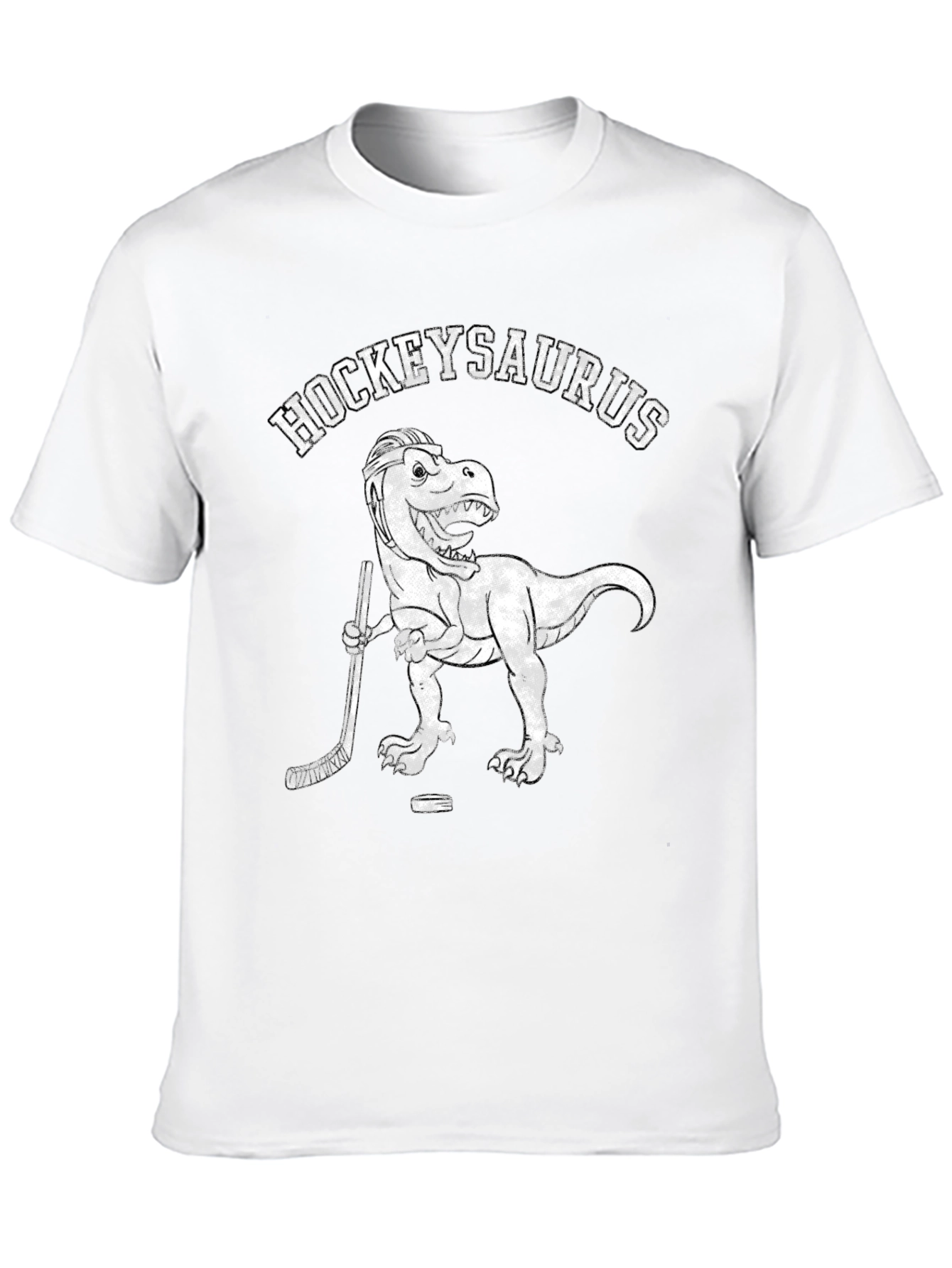 Hockeysaurus T-Rex Hockey Player Black T-Shirt
