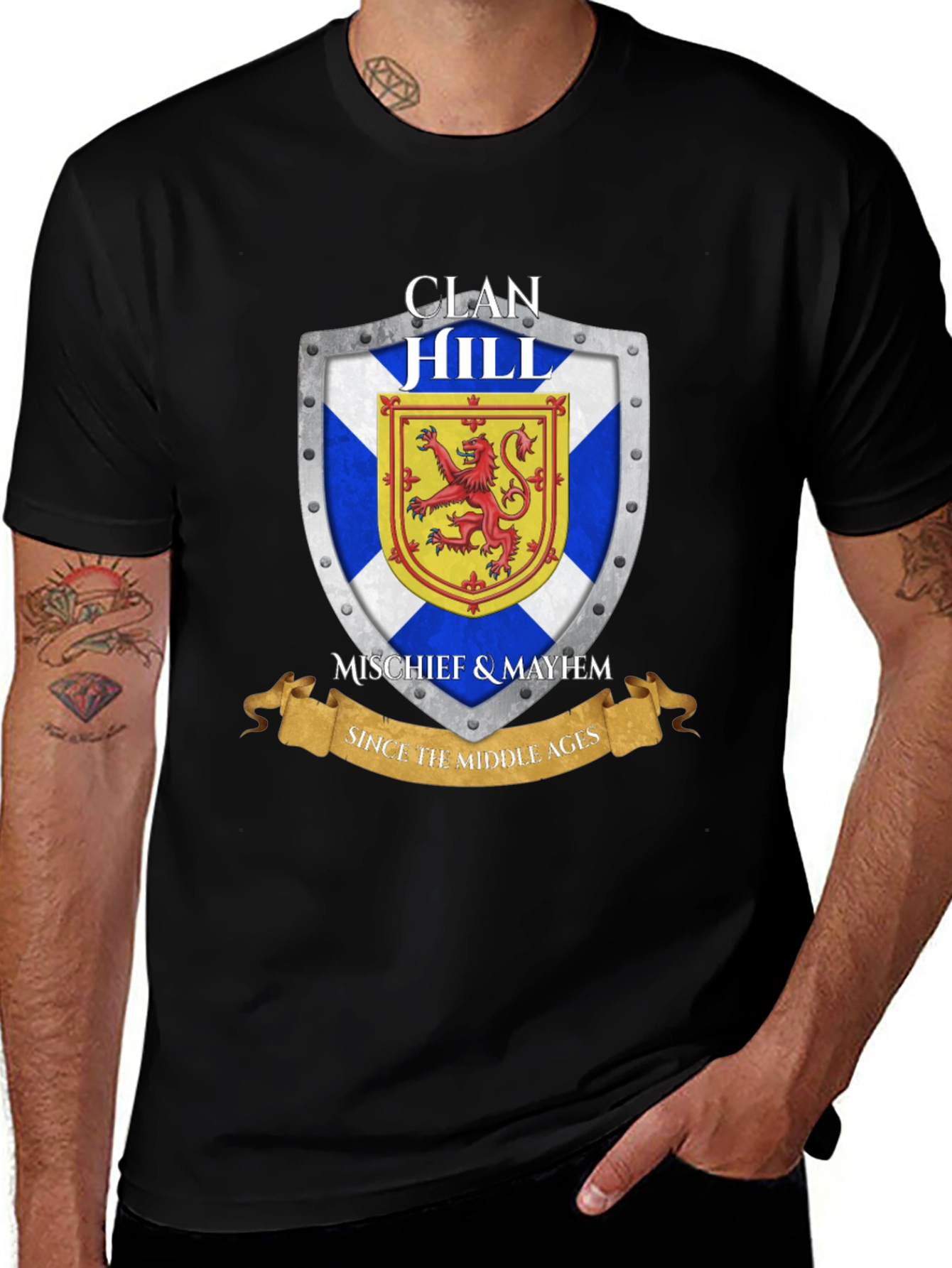 Clan Hill Scottish Shield T-Shirt - Mischief & Mayhem