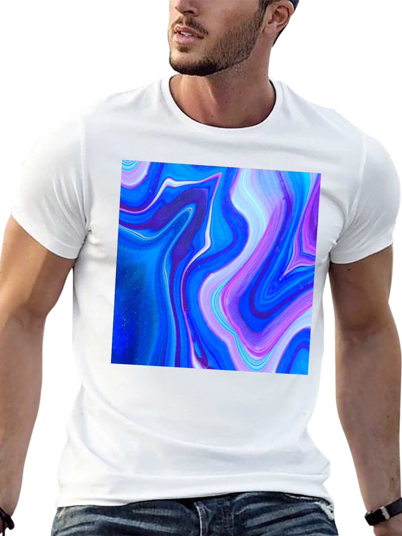 Abstract Swirl Graphic Black T-Shirt