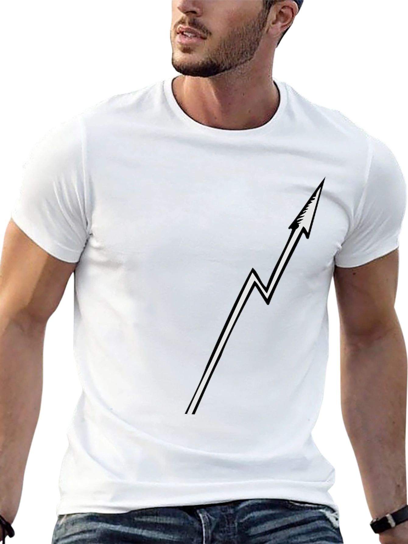 Modern Lightning Bolt Arrow Graphic Black T-Shirt