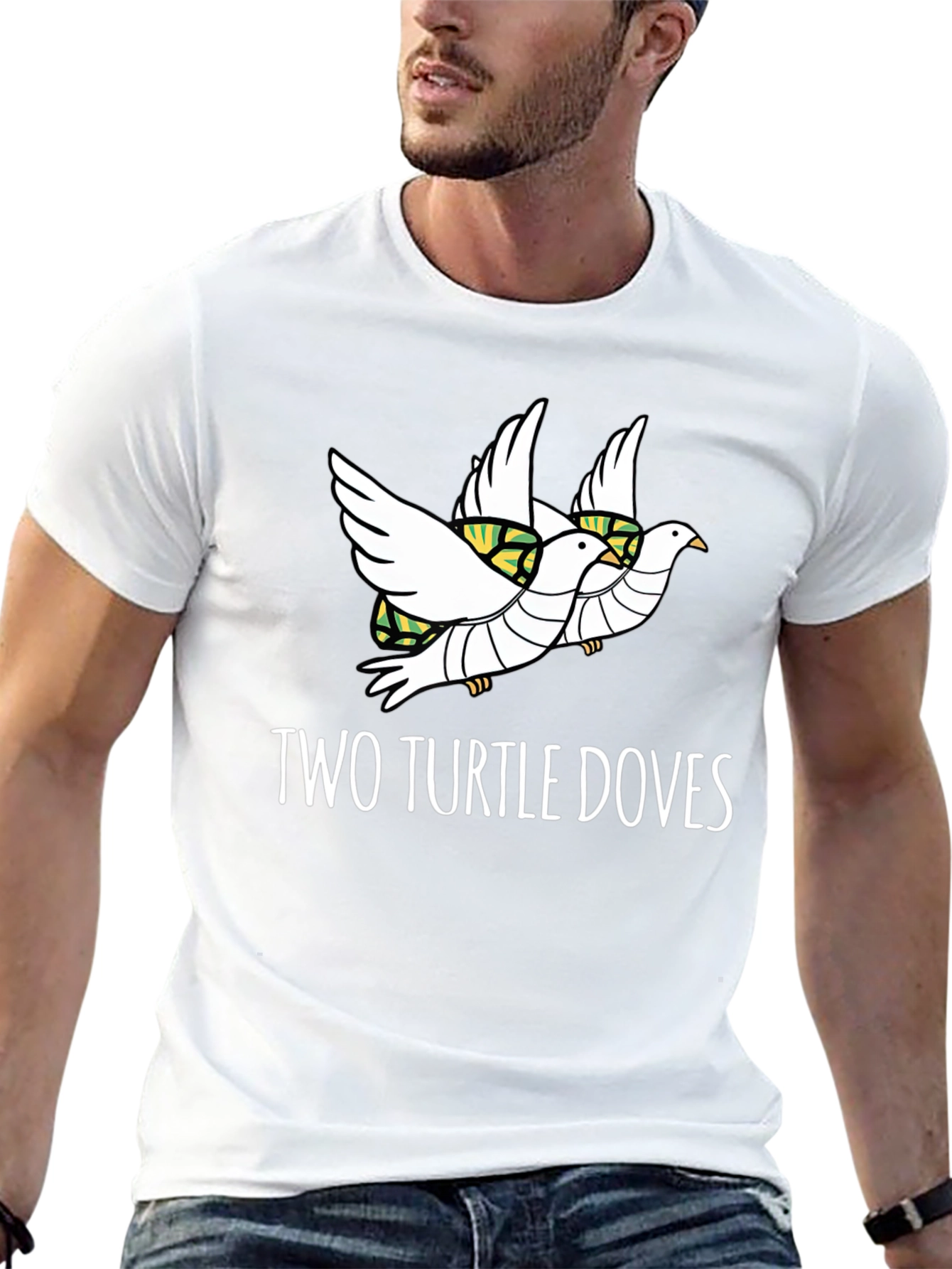 Two Turtle Doves Graphic T-Shirt - Unique Holiday Apparel