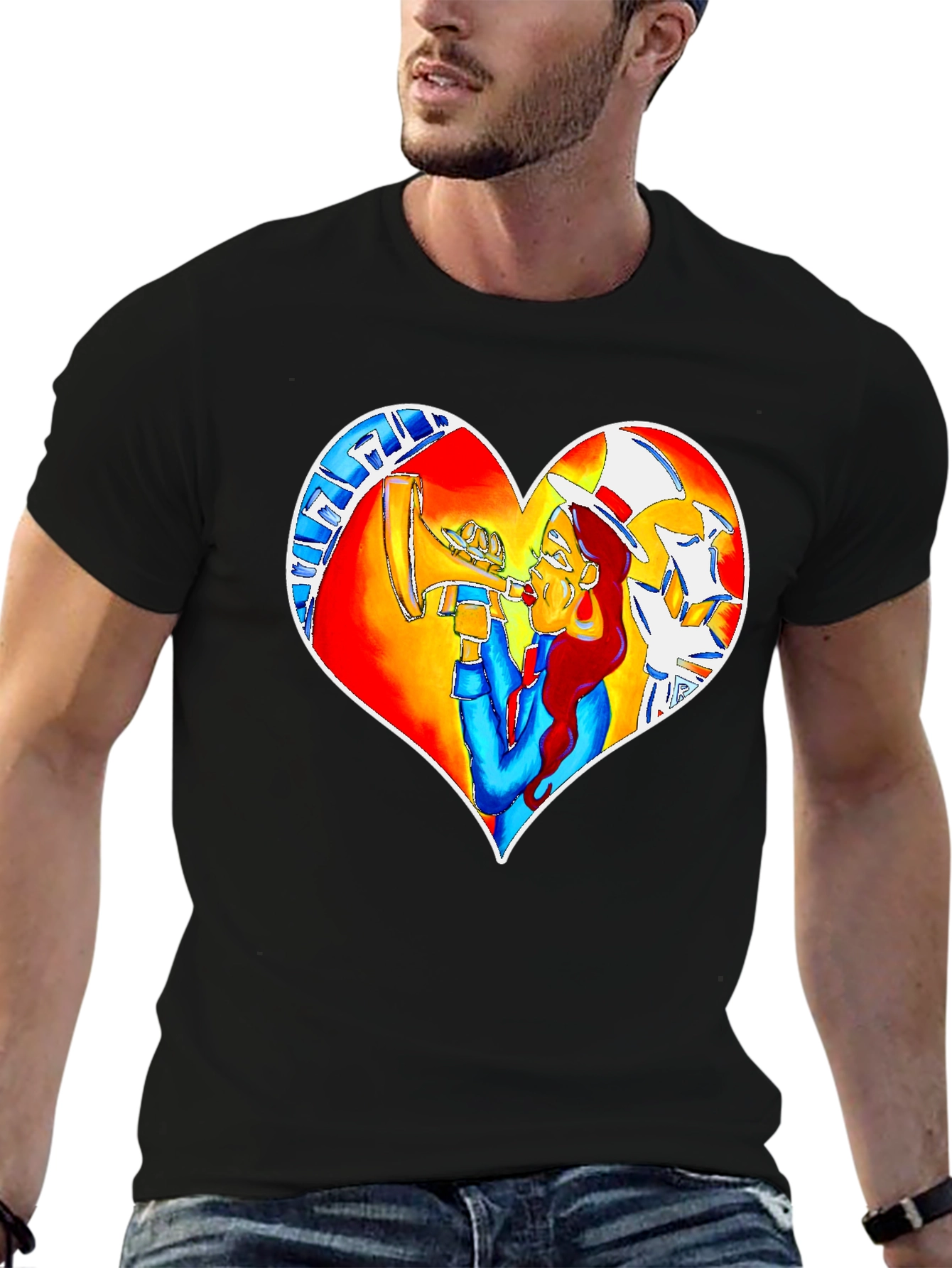Heart Design Graphic Print Tee