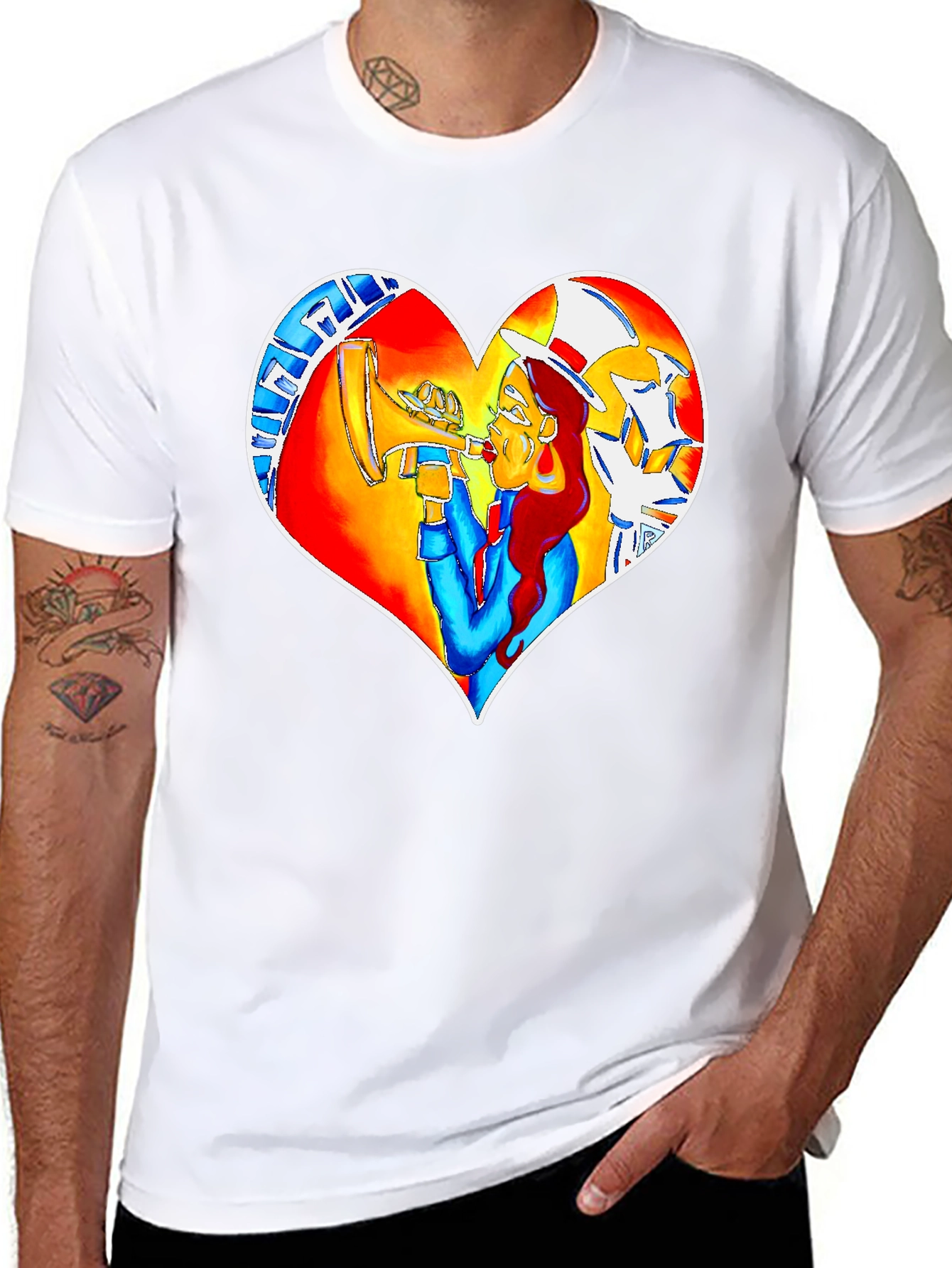Heart Design Graphic Print Tee