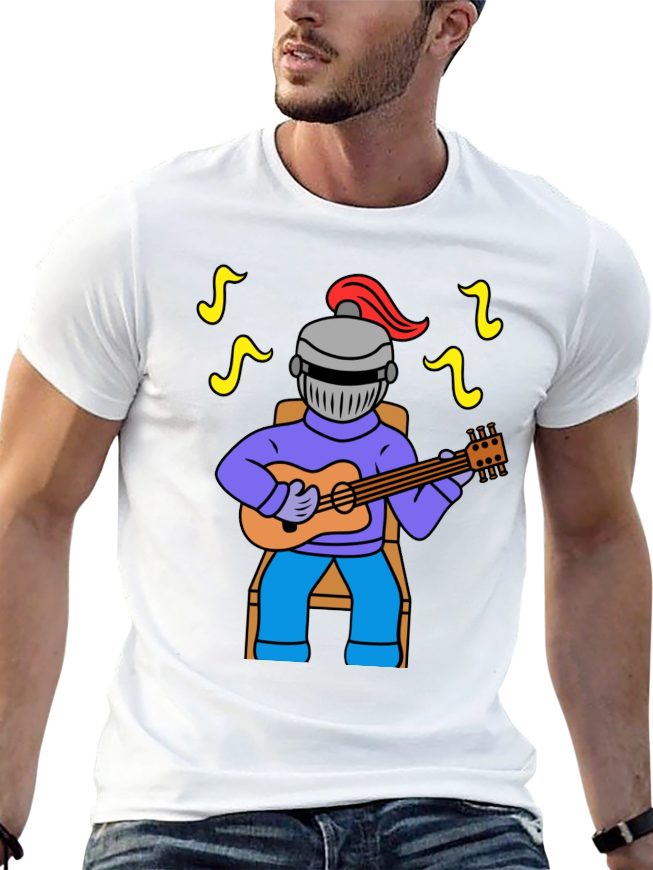 Knight Musician Graphic Tee - Black Cotton T-Shirt