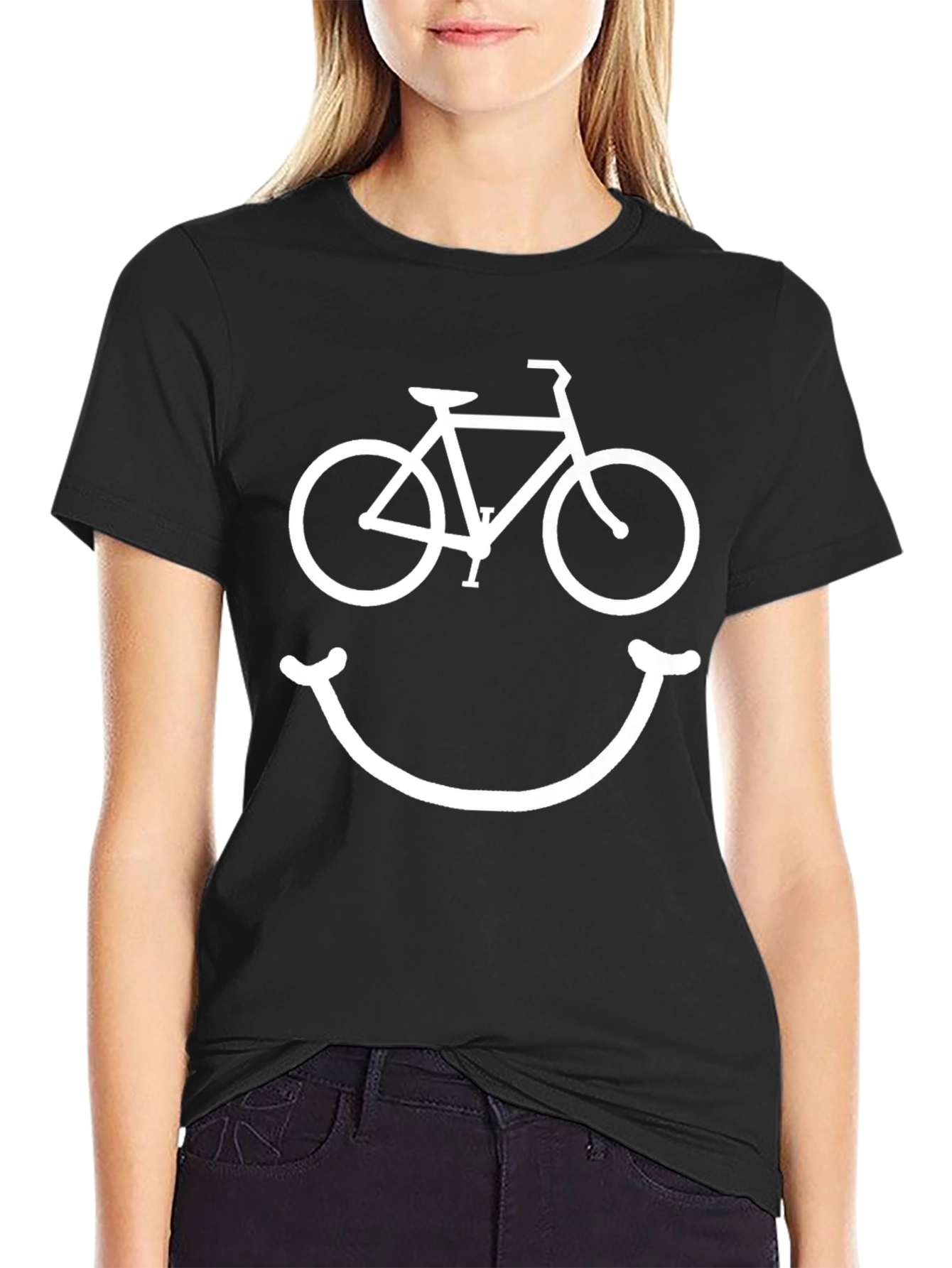 Bike Smile Graphic Tee - Black Cotton T-Shirt
