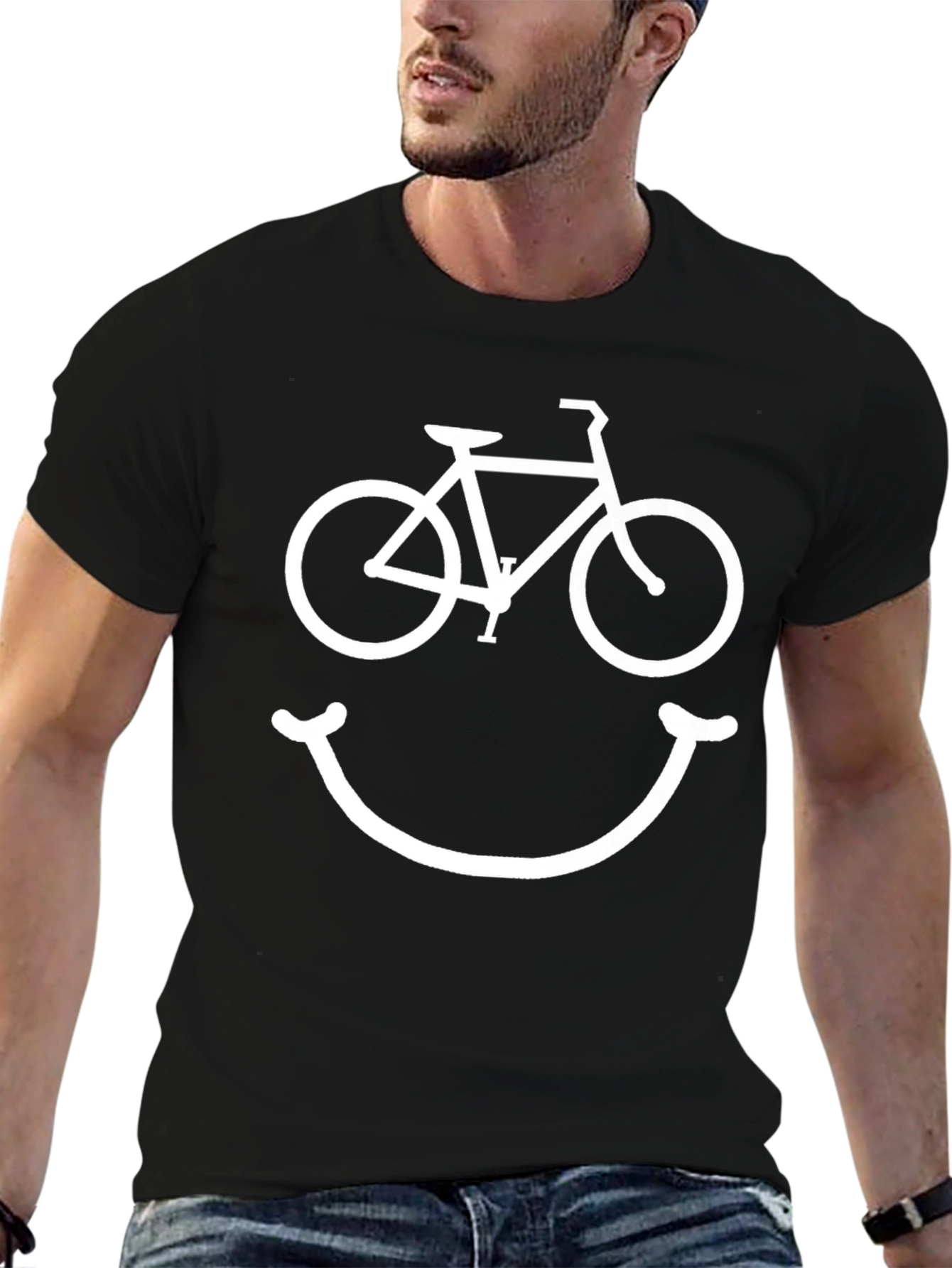 Bike Smile Graphic Tee - Black Cotton T-Shirt
