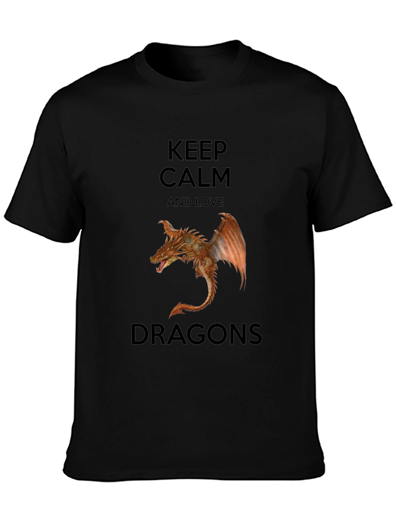 Keep Calm Love Dragons Black T-Shirt