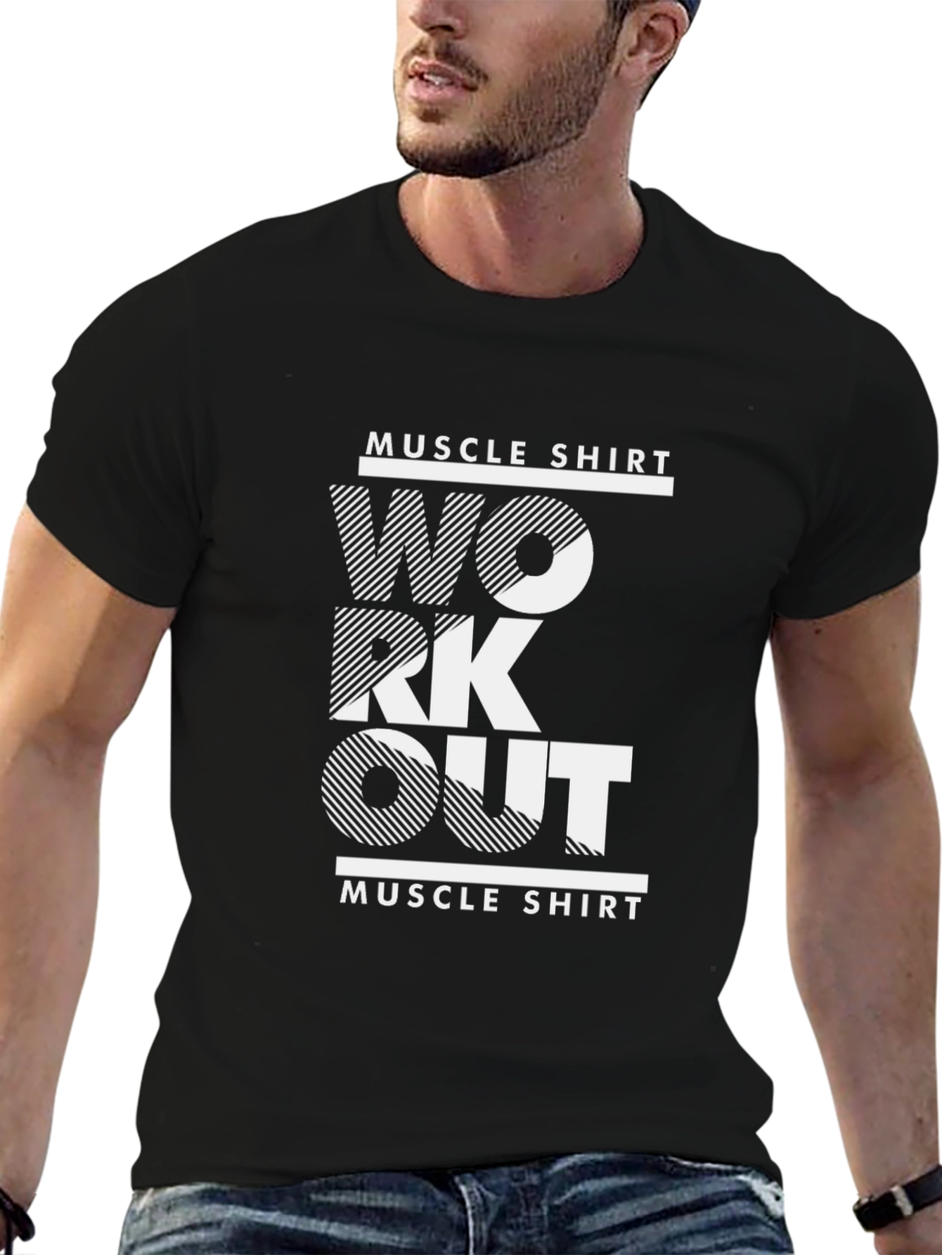 Workout Muscle Shirt - Black Gym Tee