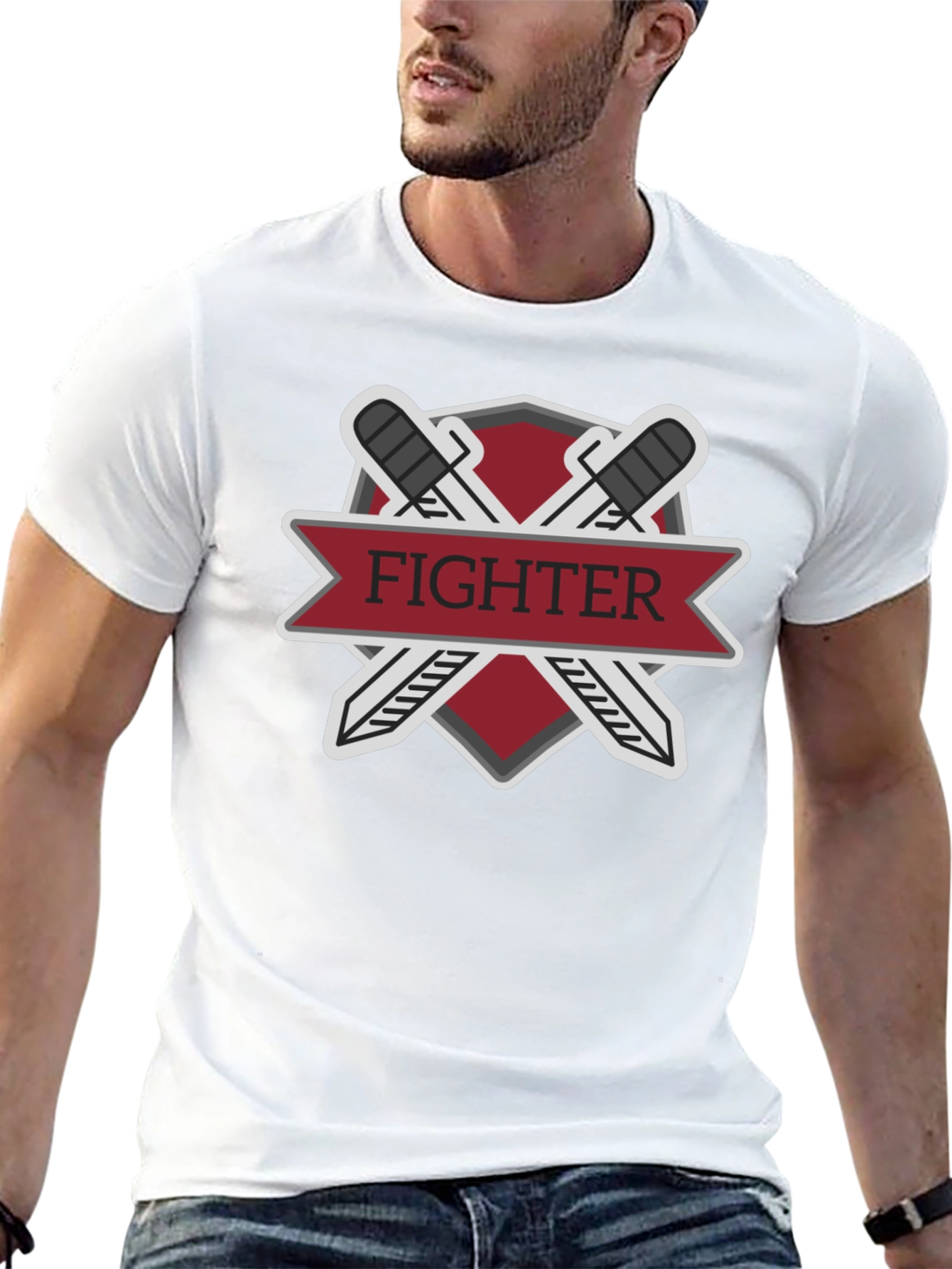 Fighter Sword Emblem Black T-Shirt