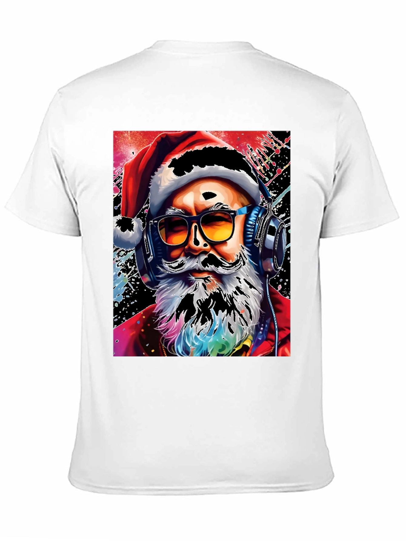 Santa with Headphones Graphic T-Shirt