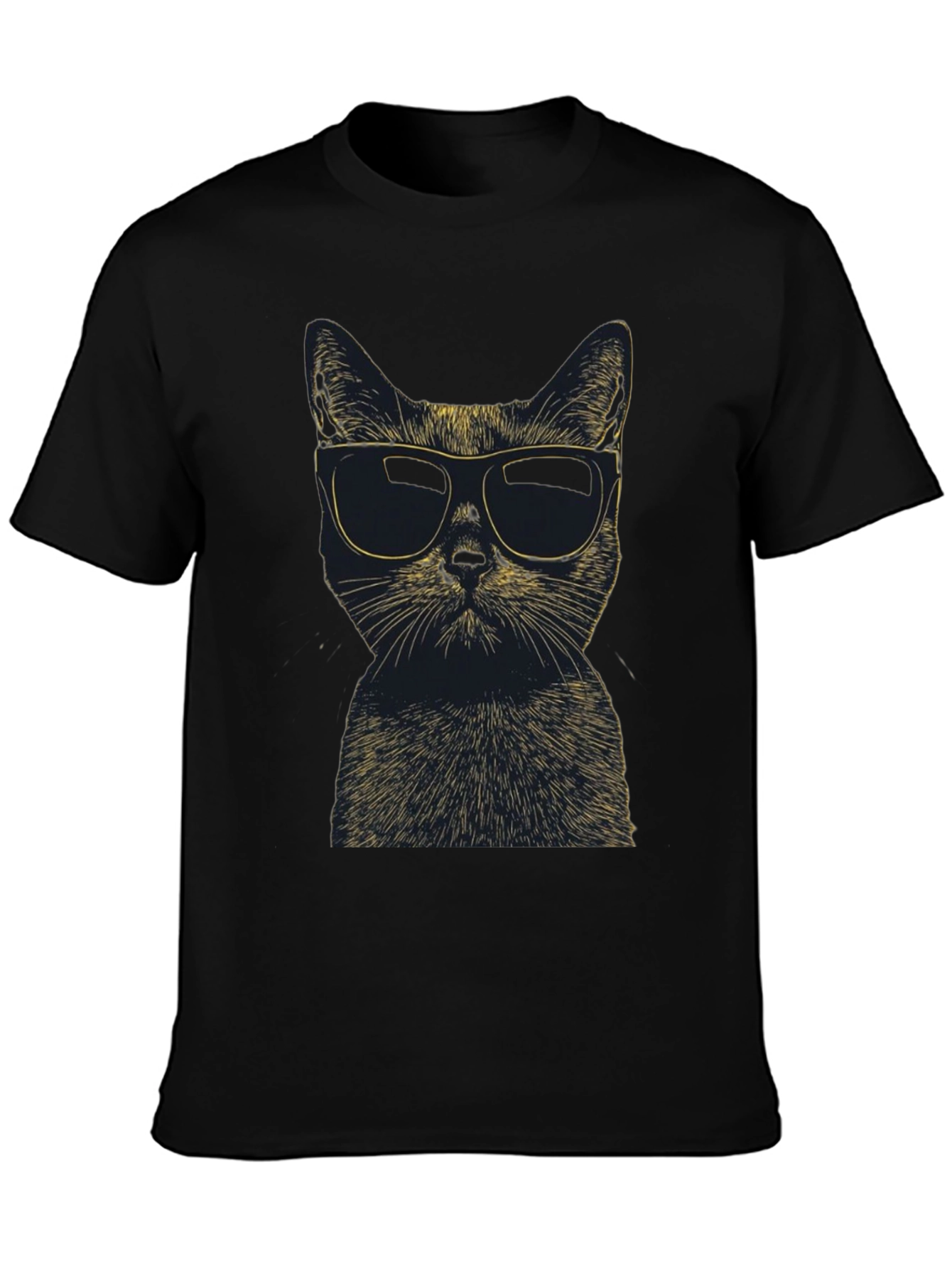 Cool Cat Sunglasses Graphic Tee - Black