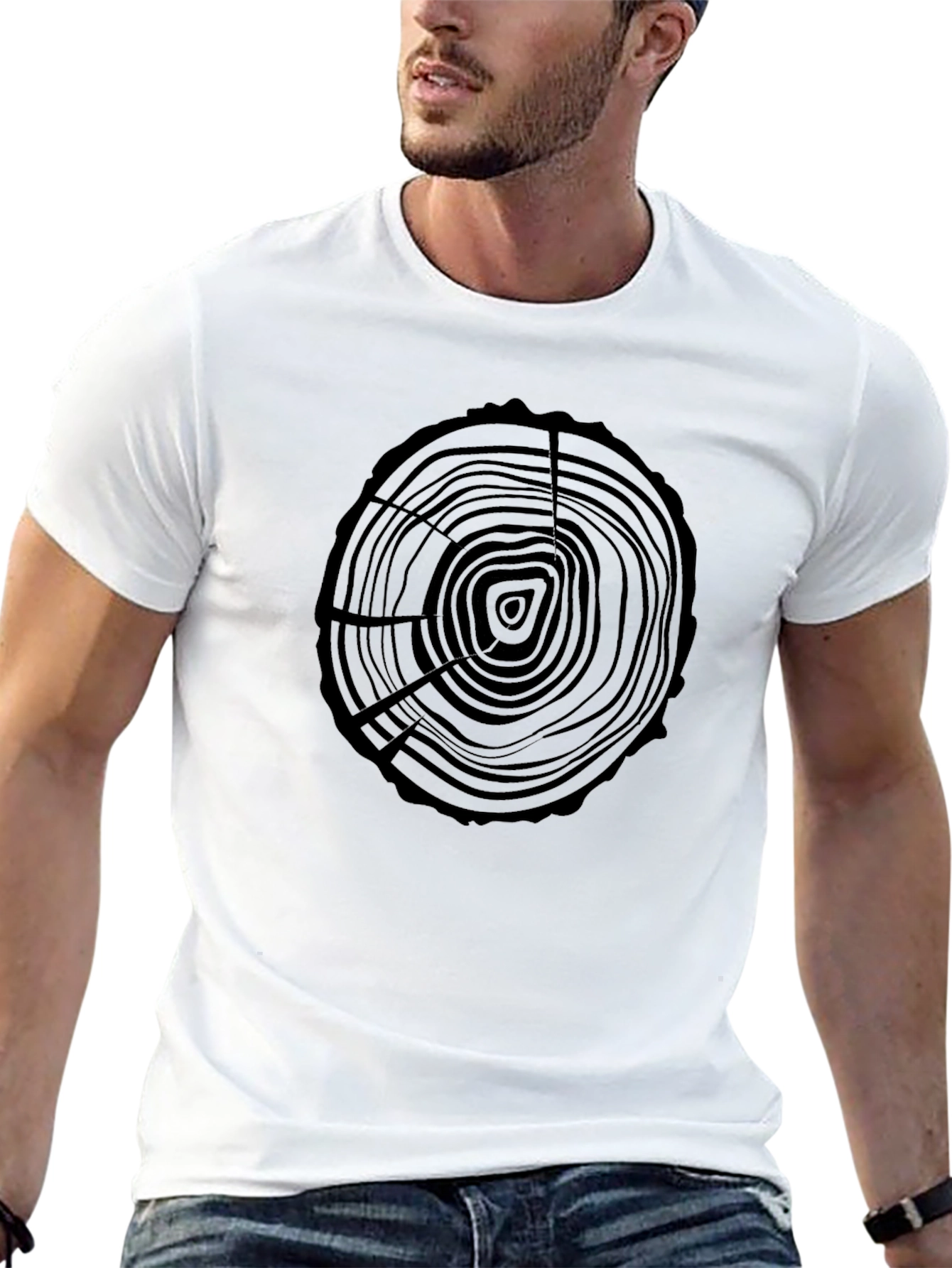 Black Tree Ring Graphic Tee - Nature Lovers Shirt