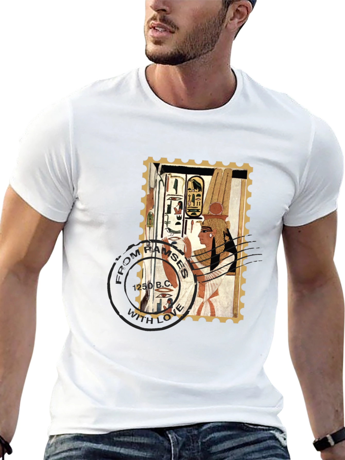 Egyptian Stamp T-Shirt: Ramses 250 B.C. Design