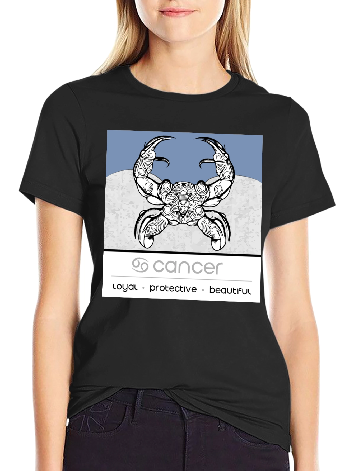 Cancer Zodiac Graphic Tee - Loyal Protective Beautiful