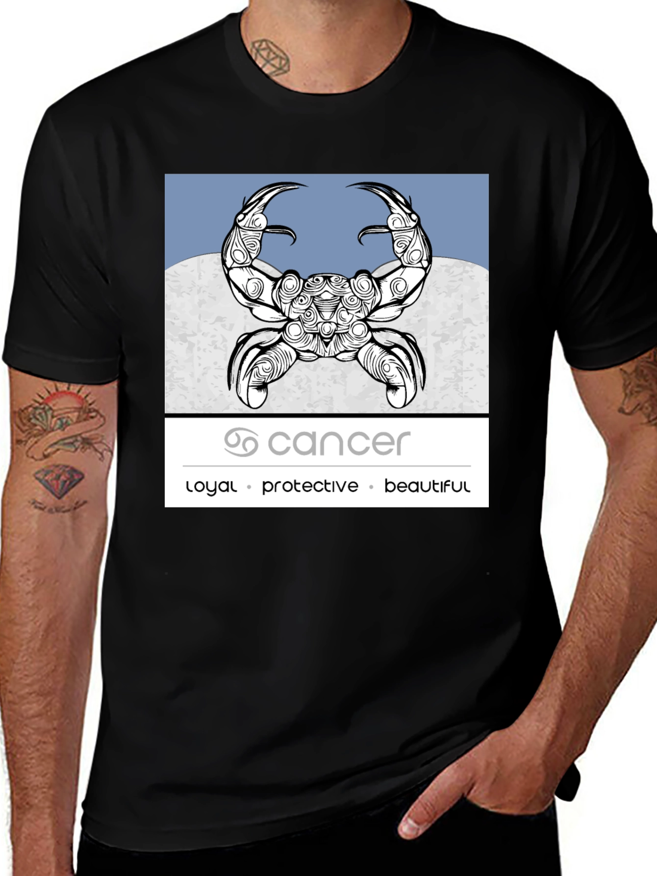 Cancer Zodiac Graphic Tee - Loyal Protective Beautiful