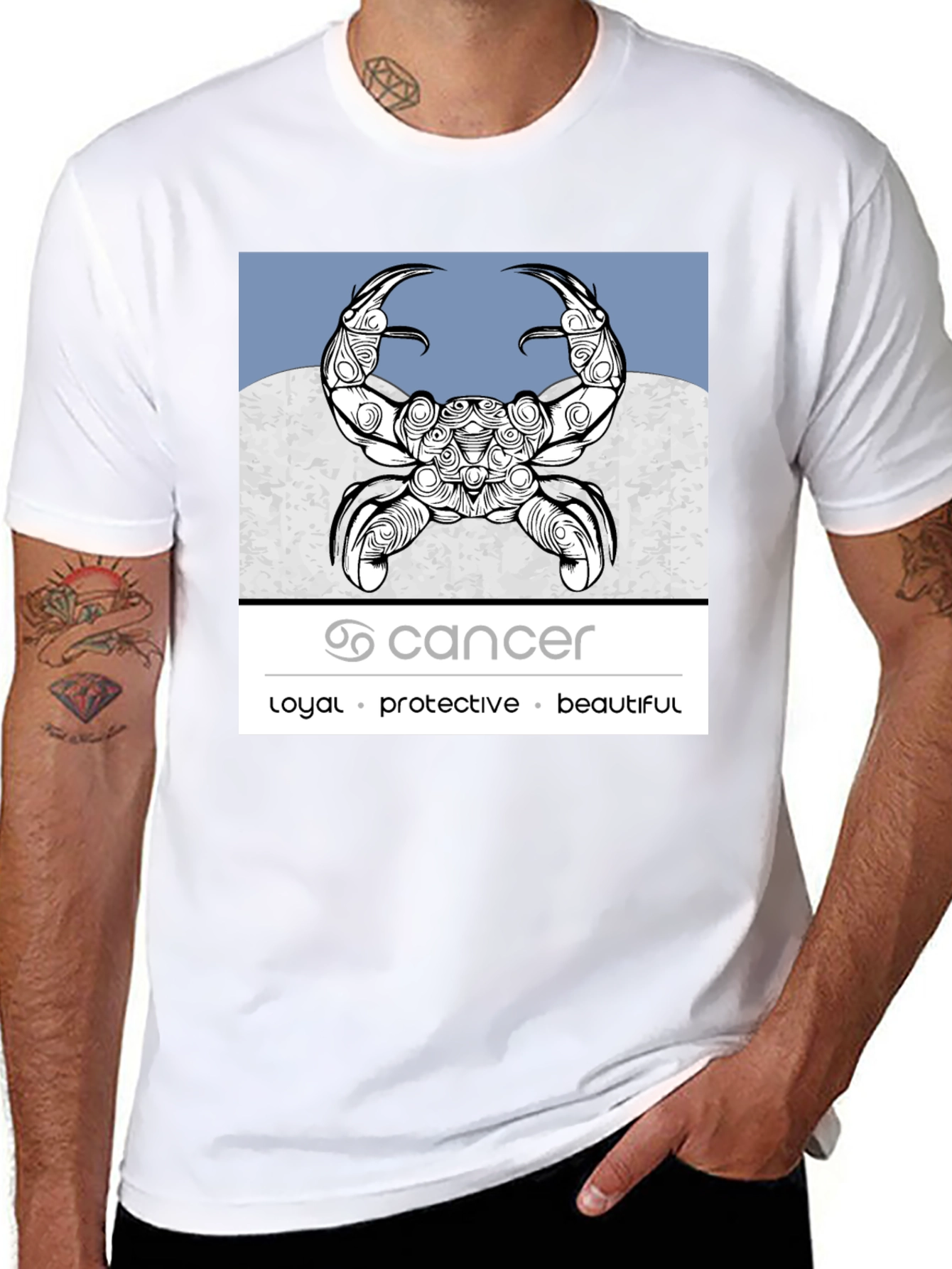 Cancer Zodiac Graphic Tee - Loyal Protective Beautiful