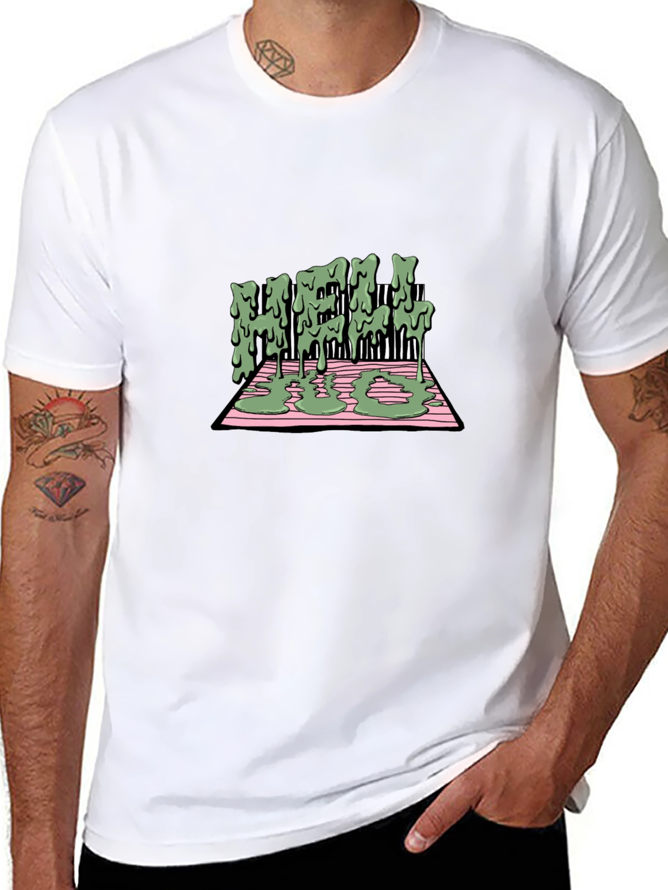 Melting Text Graphic Tee - Cool Streetwear T-Shirt