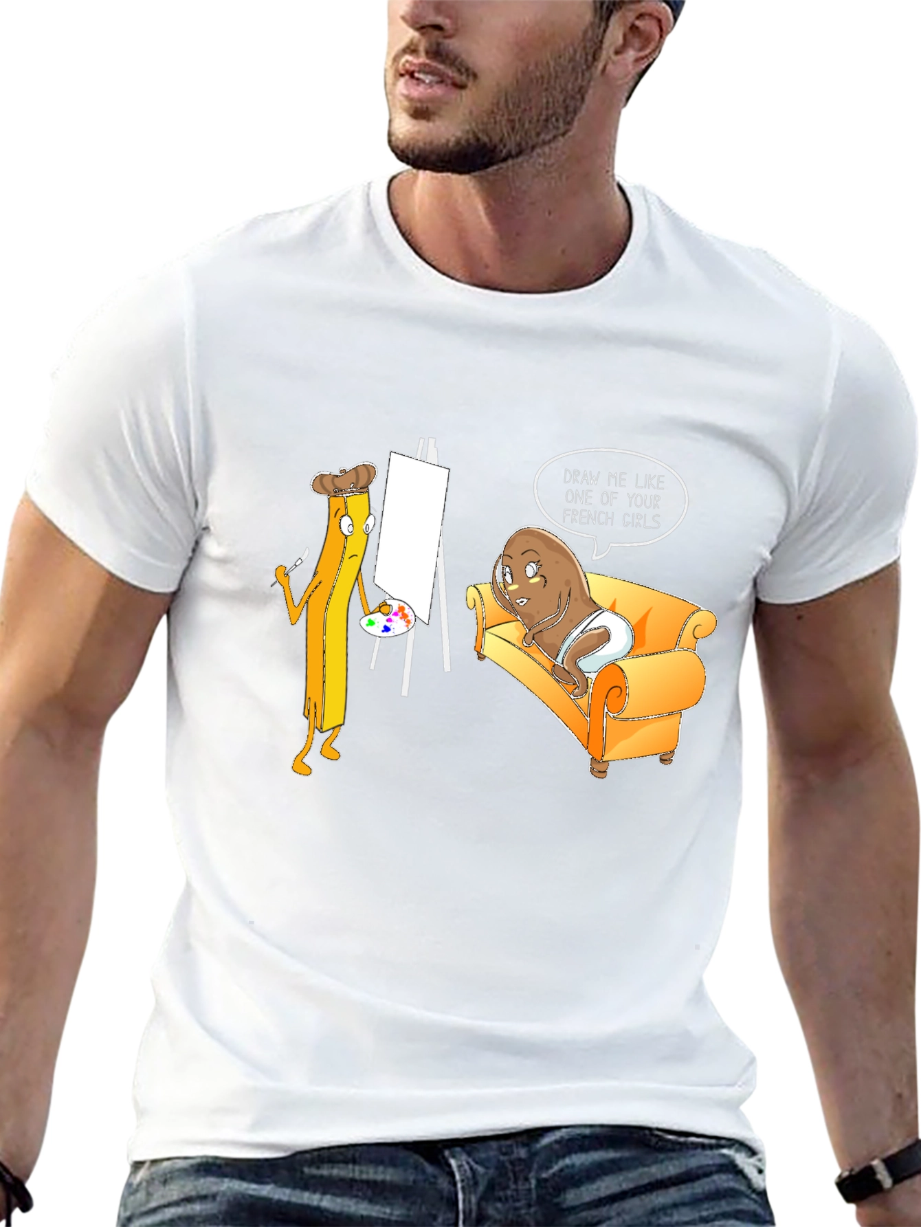 Funny Potato and Fries Art T-Shirt