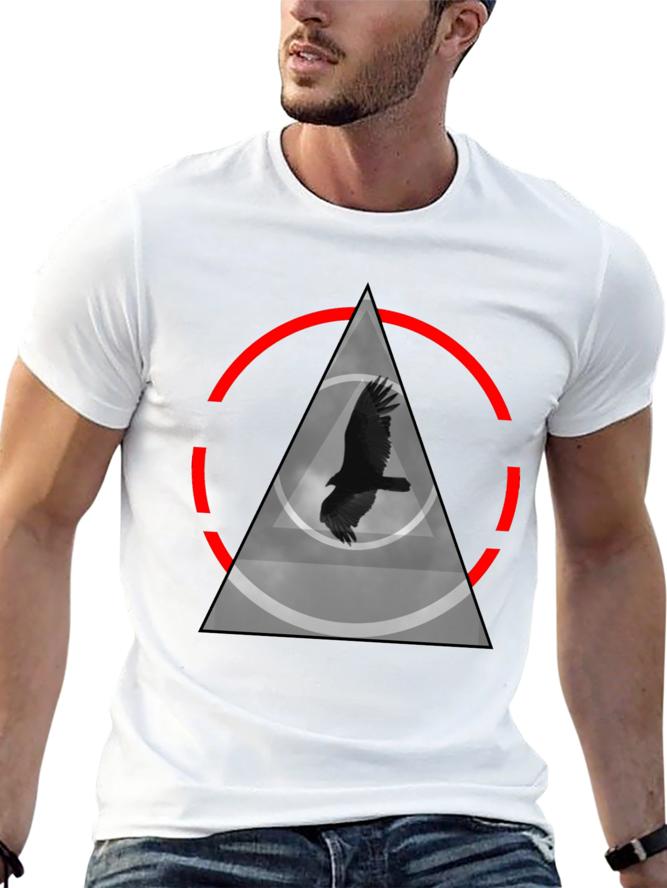 Raven in Triangle T-Shirt - Black Graphic Tee