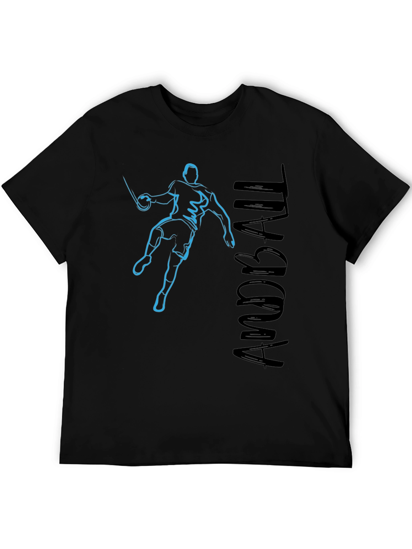 Handball Player Graphic Tee - Black Cotton T-Shirt