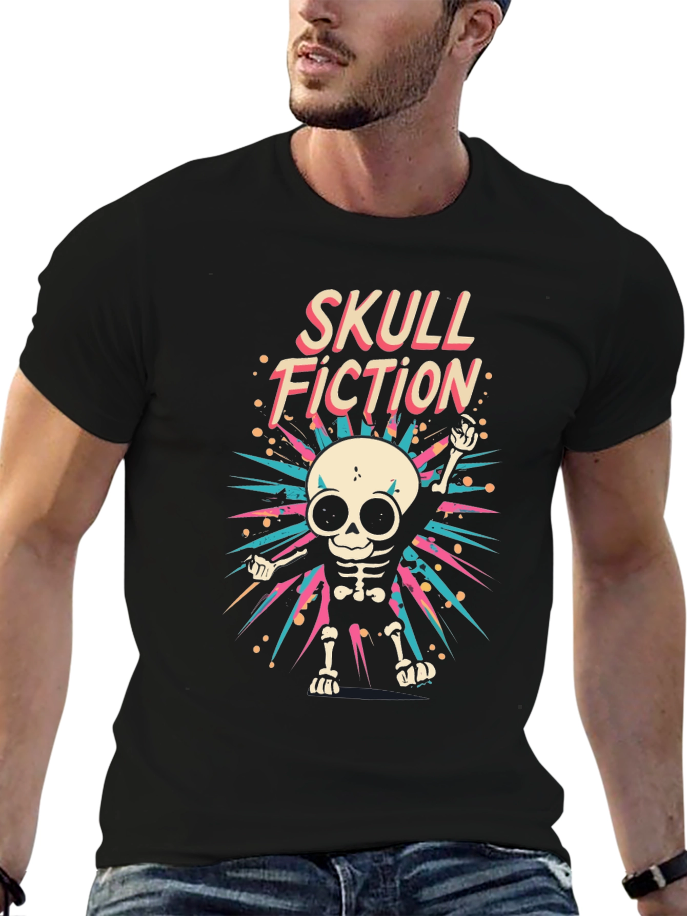Skull Fiction Graphic Tee - Mens Black T-Shirt