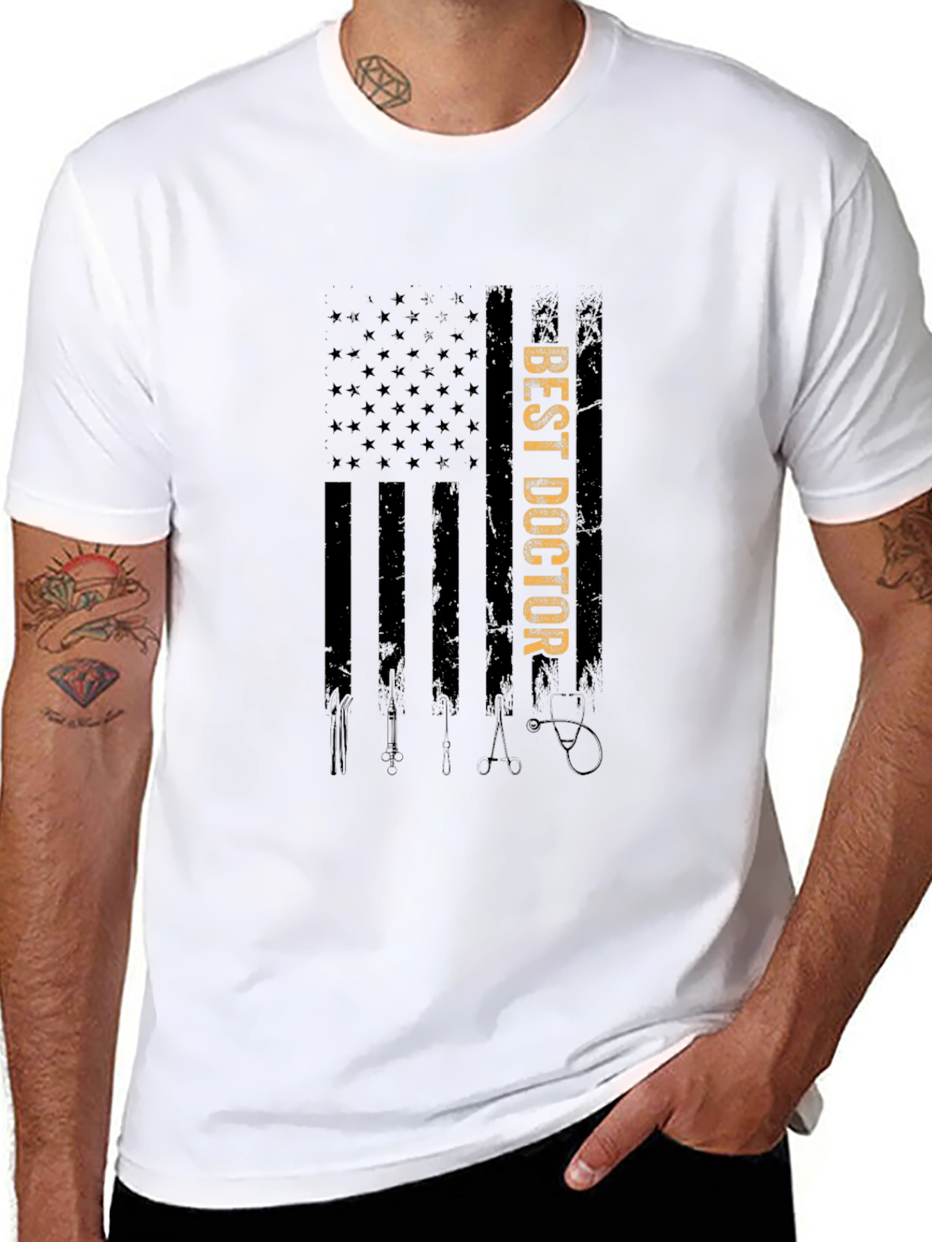 Best Doctor USA Flag Graphic T-Shirt