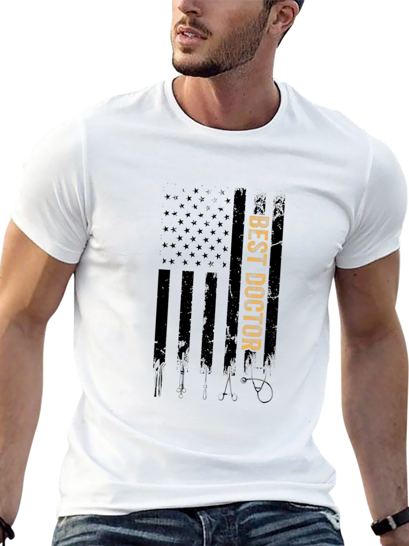 Best Doctor USA Flag Graphic T-Shirt