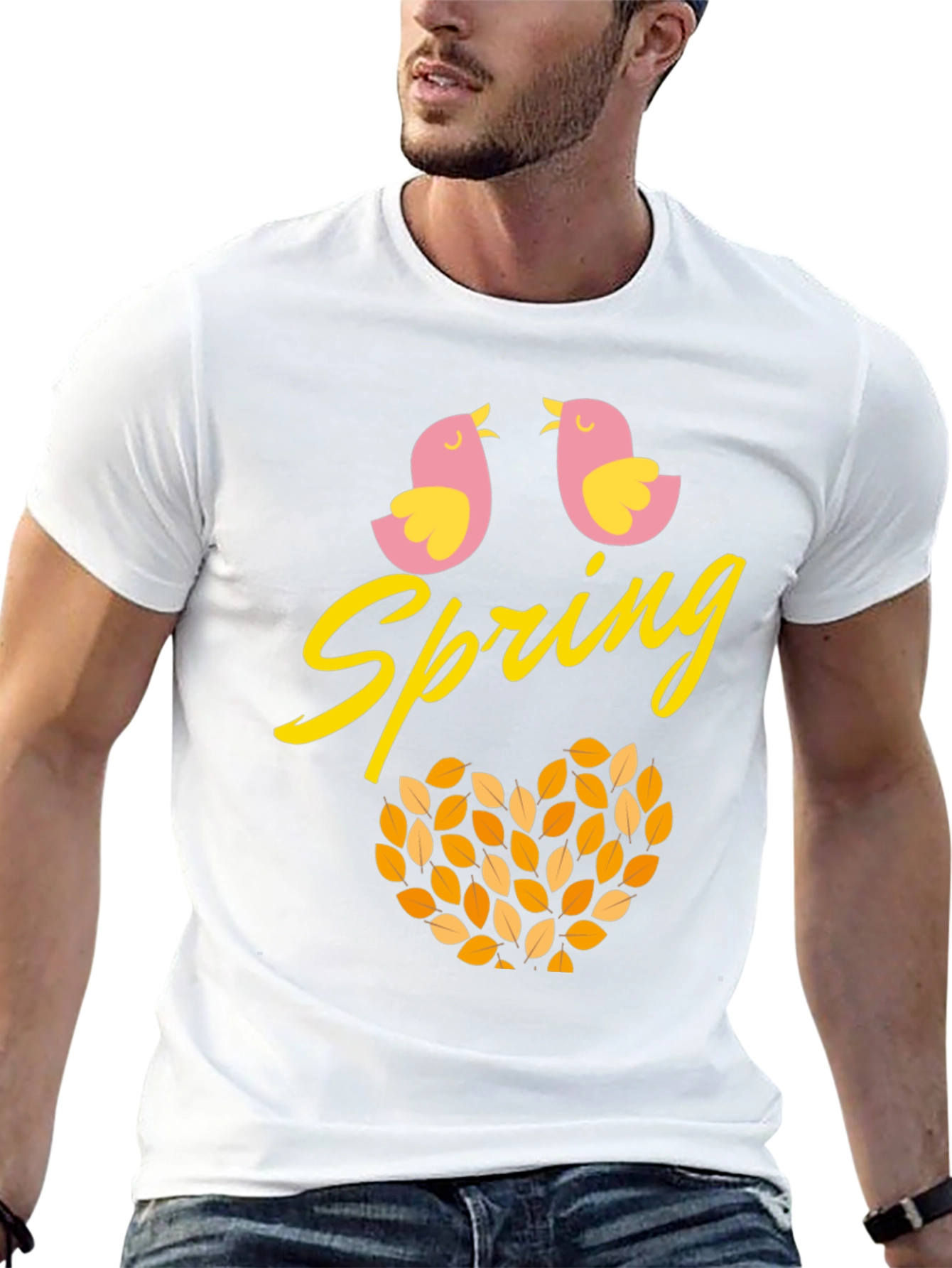 Spring Birds Leaf Heart Graphic Tee