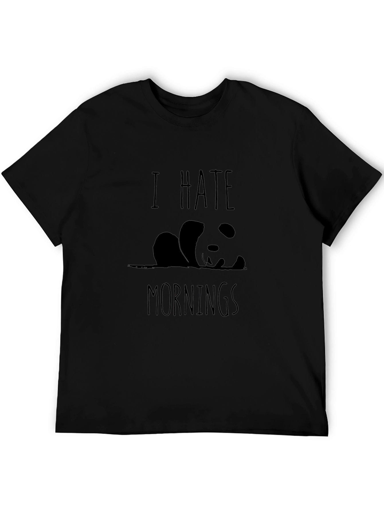 I Hate Mornings Panda Graphic T-Shirt - Black
