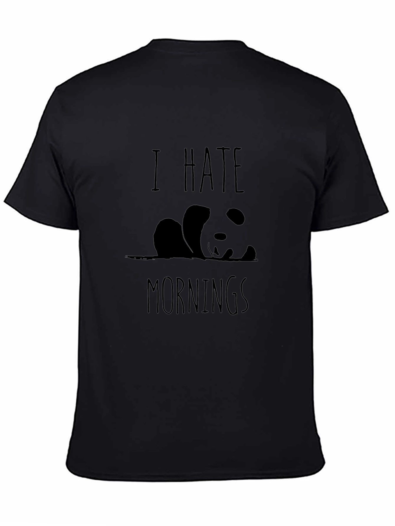 I Hate Mornings Panda Graphic T-Shirt - Black