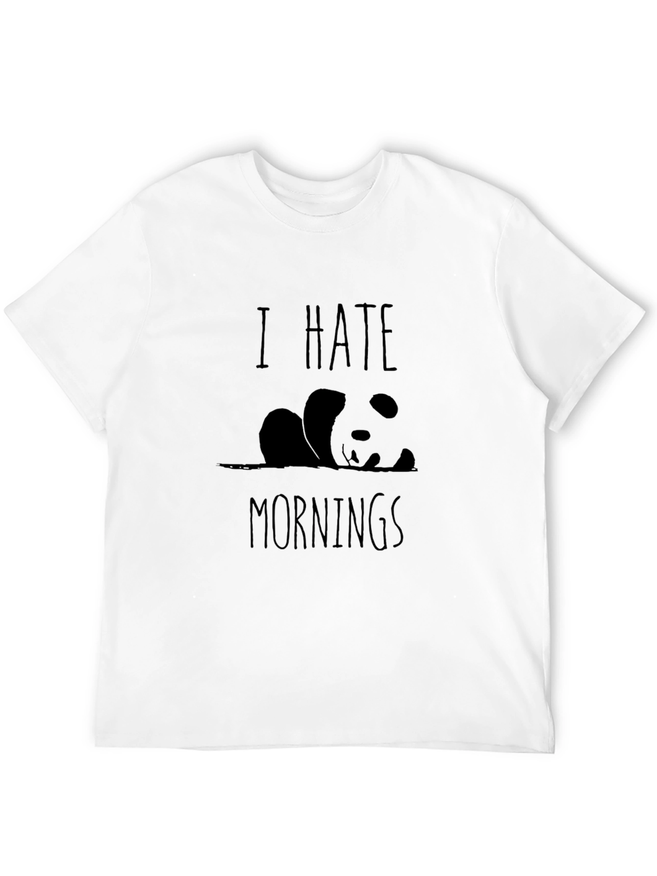 I Hate Mornings Panda Graphic T-Shirt - Black