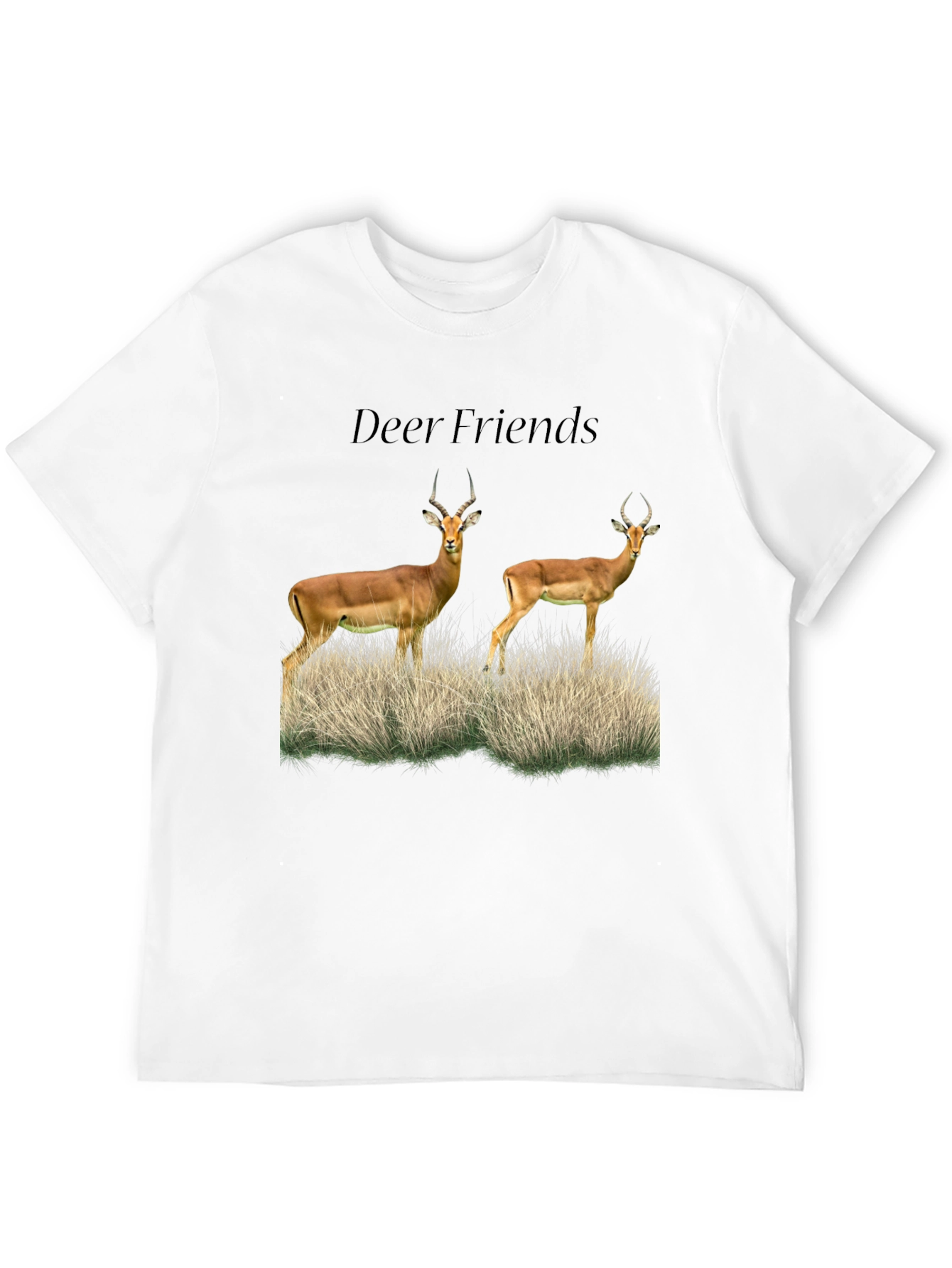 Deer Friends Graphic Tee - Black Casual T-Shirt