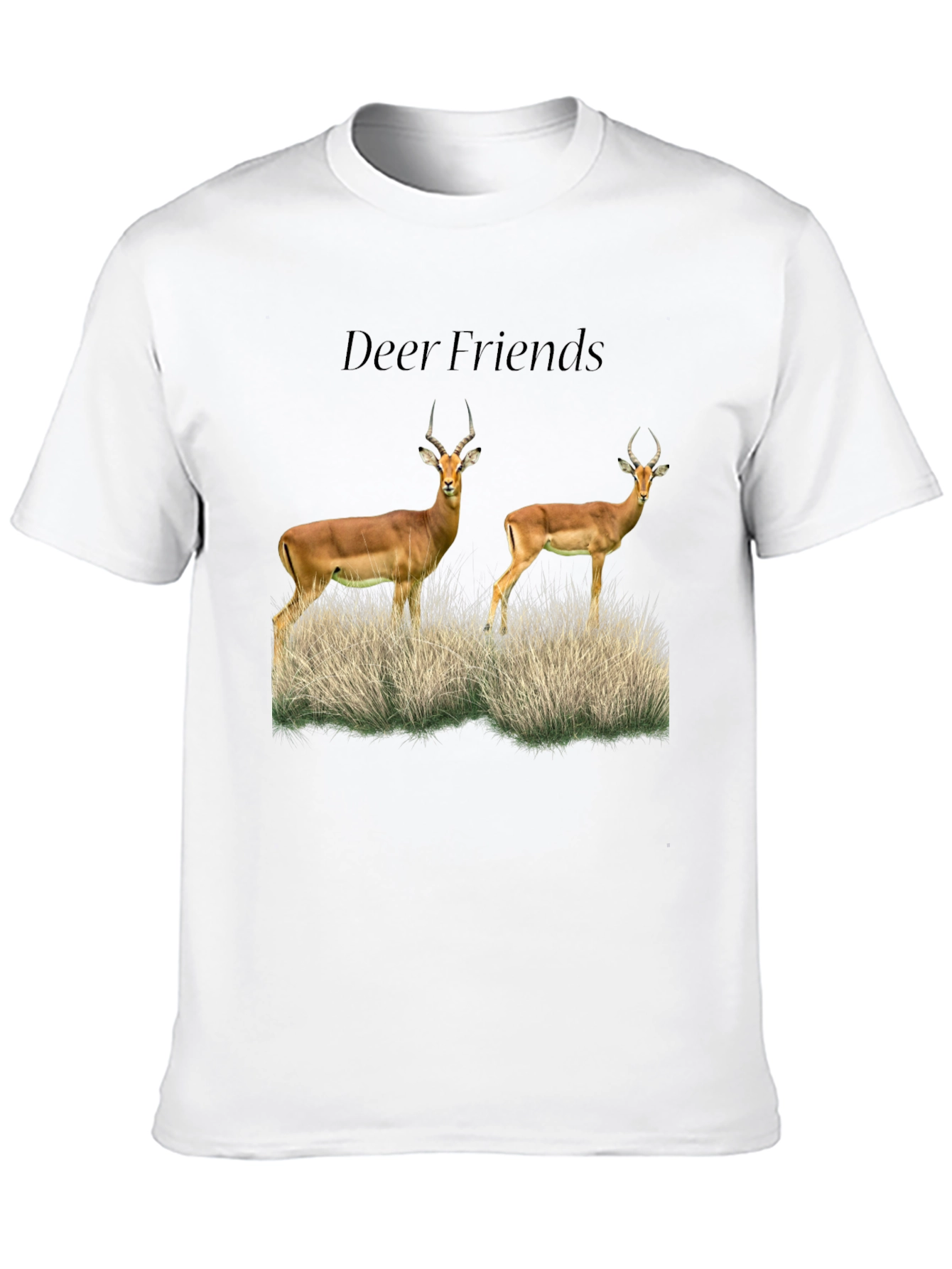 Deer Friends Graphic Tee - Black Casual T-Shirt