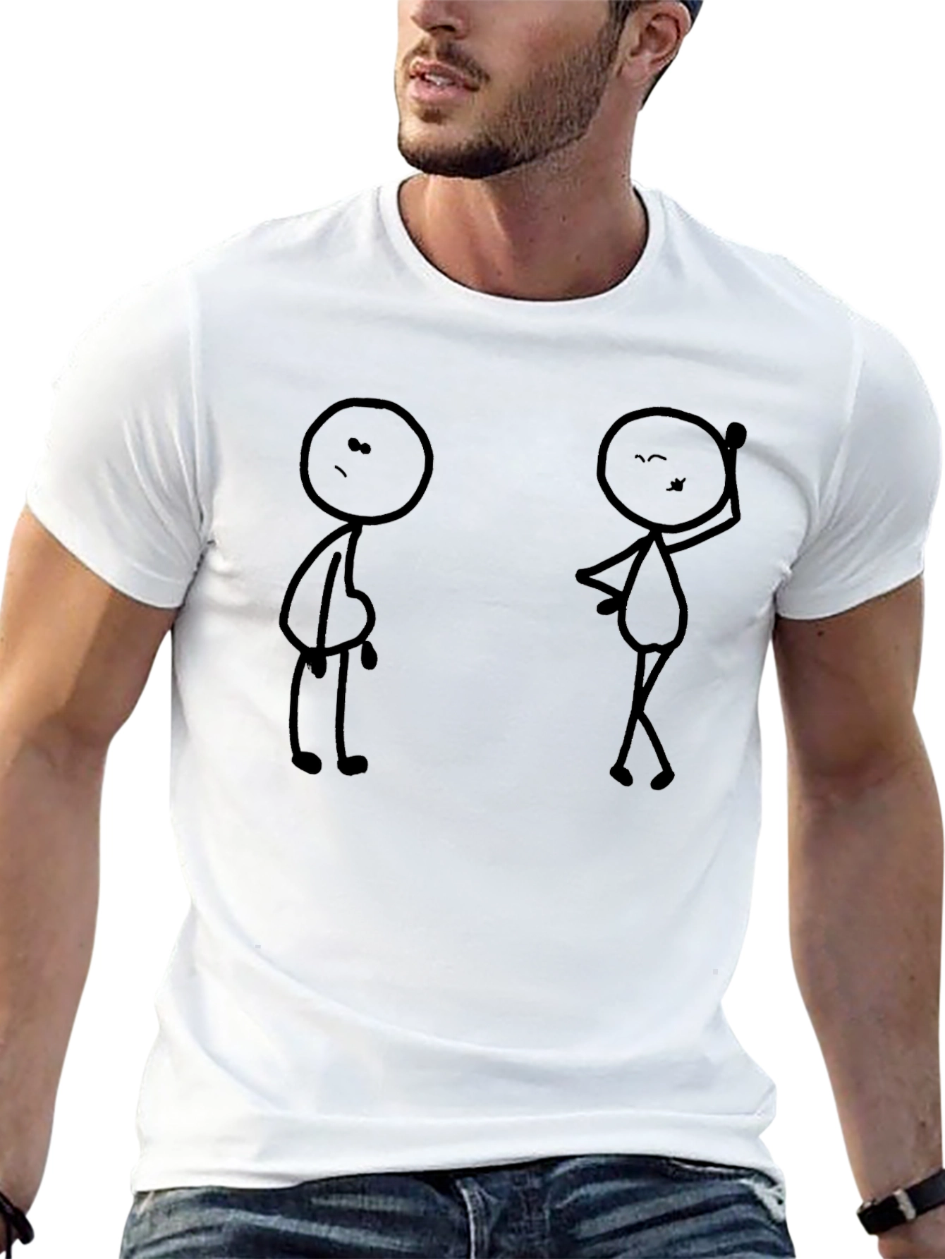 Funny Stick Figure Graphic Black T-Shirt