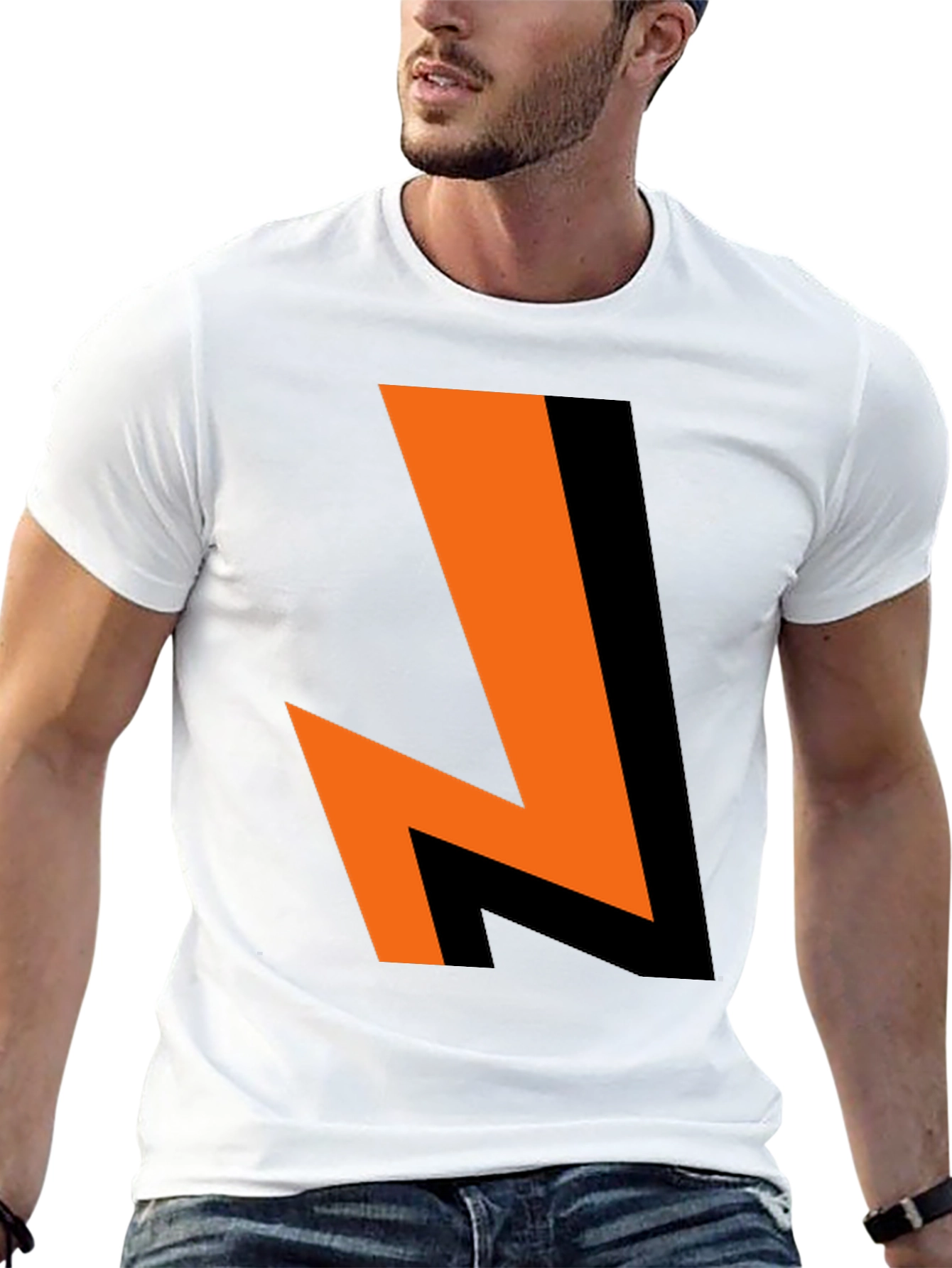 Bold Lightning Bolt Graphic Tee - Black Cotton Blend