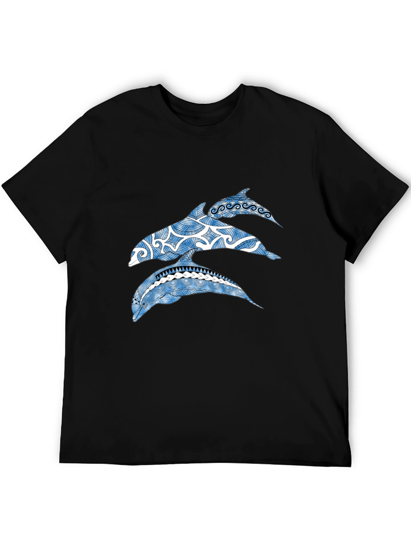 Tribal Dolphin Graphic Tee - Black
