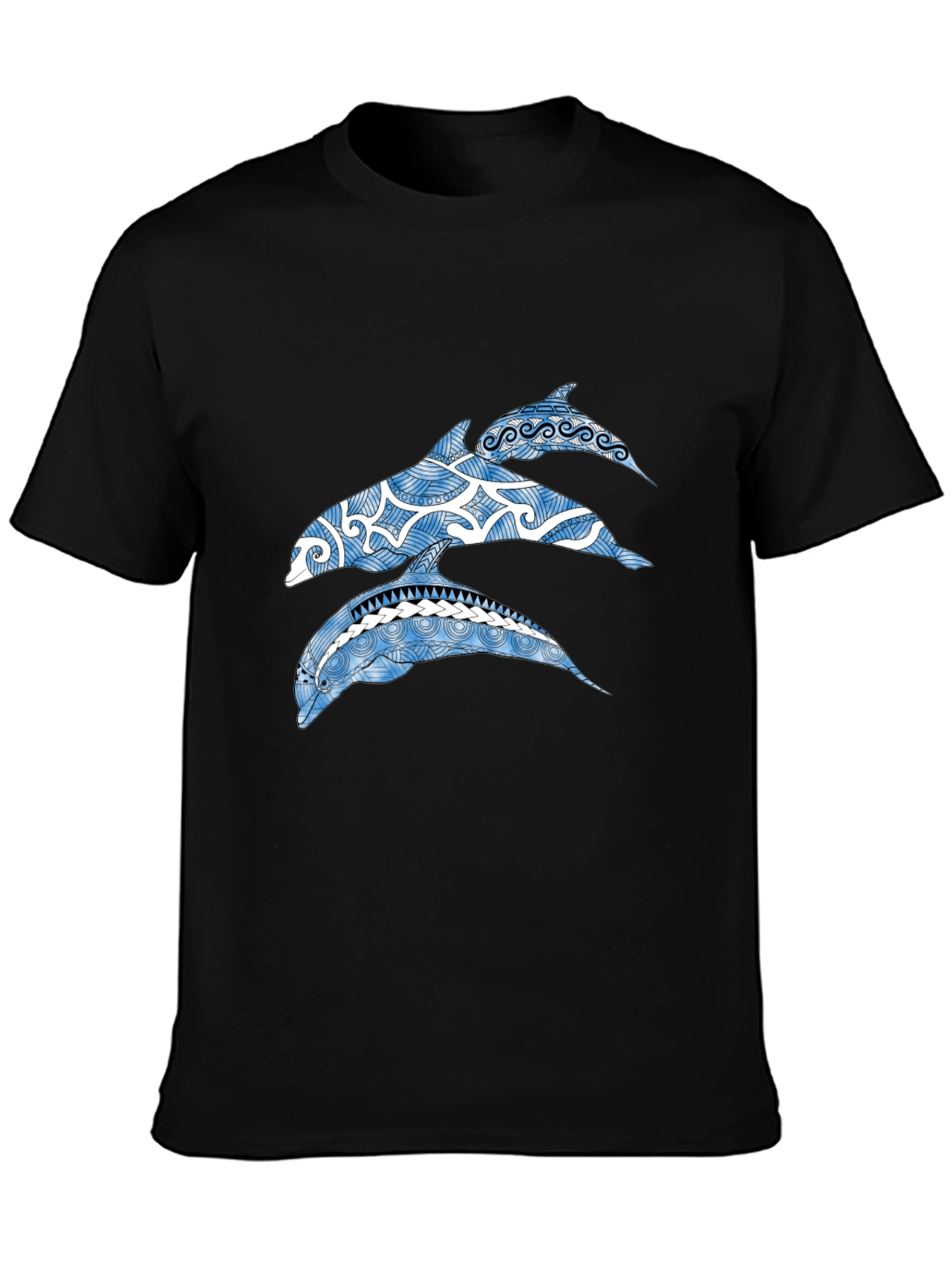 Tribal Dolphin Graphic Tee - Black