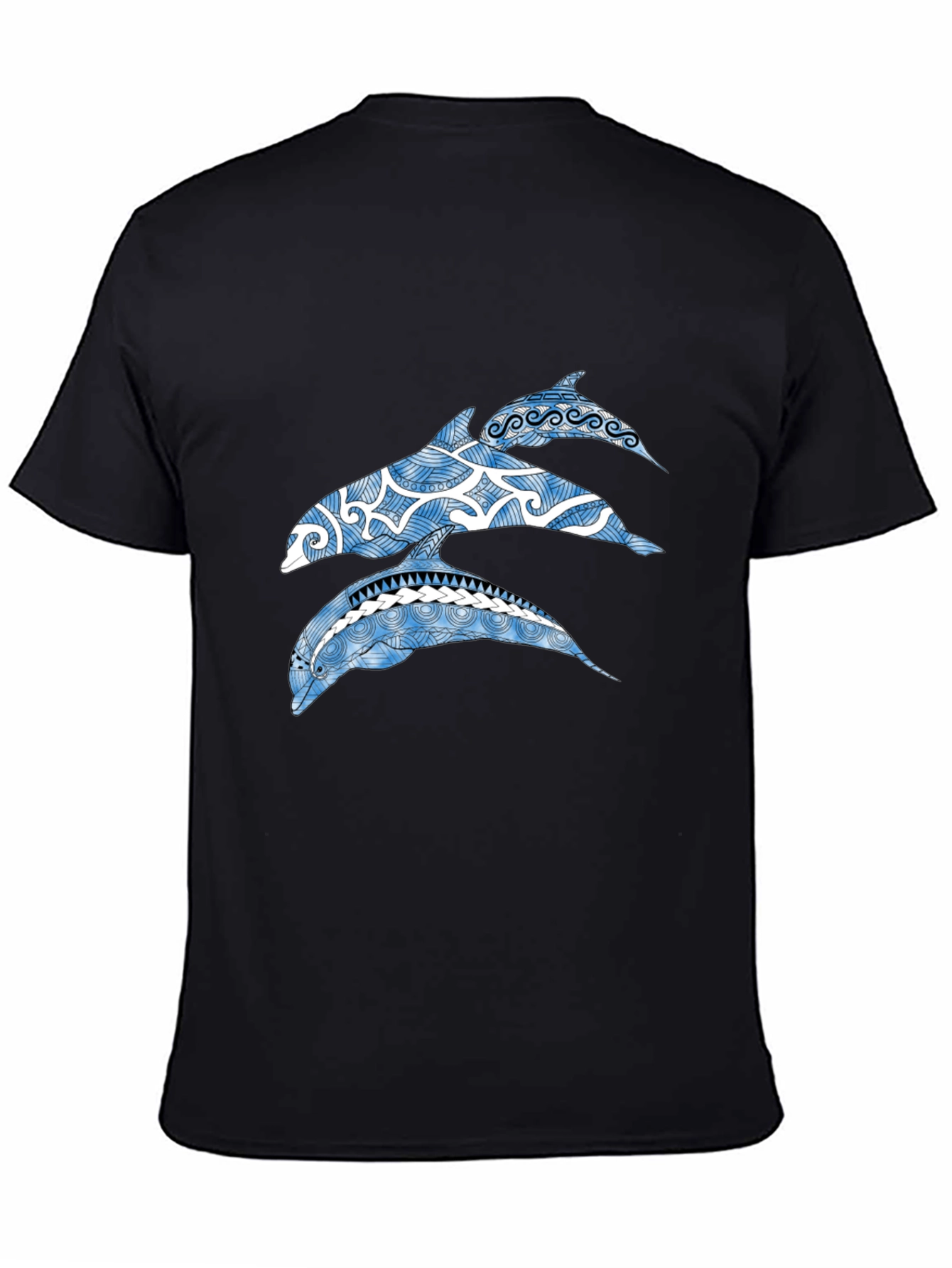 Tribal Dolphin Graphic Tee - Black