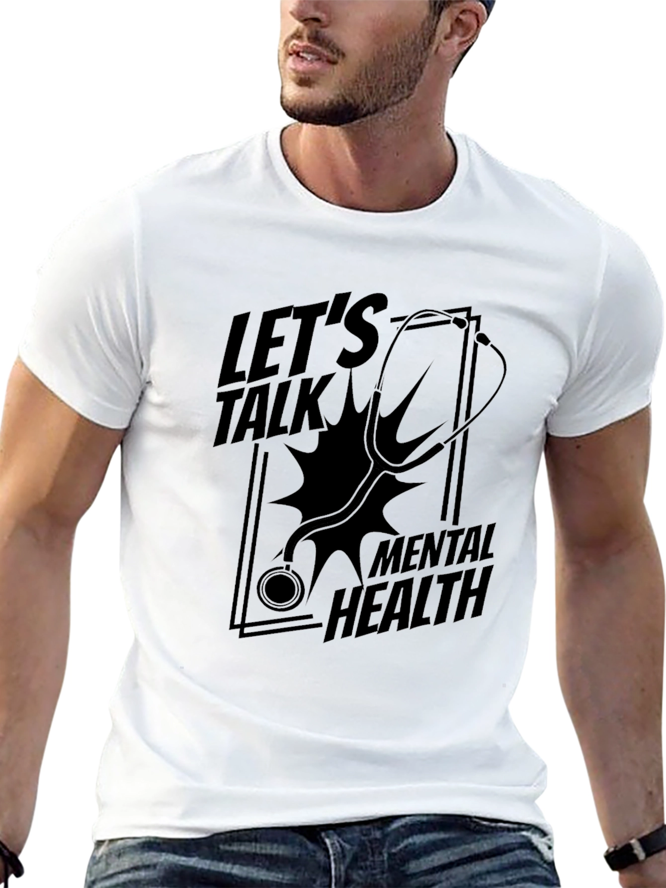 Lets Talk Mental Health Black Graphic T-Shirt