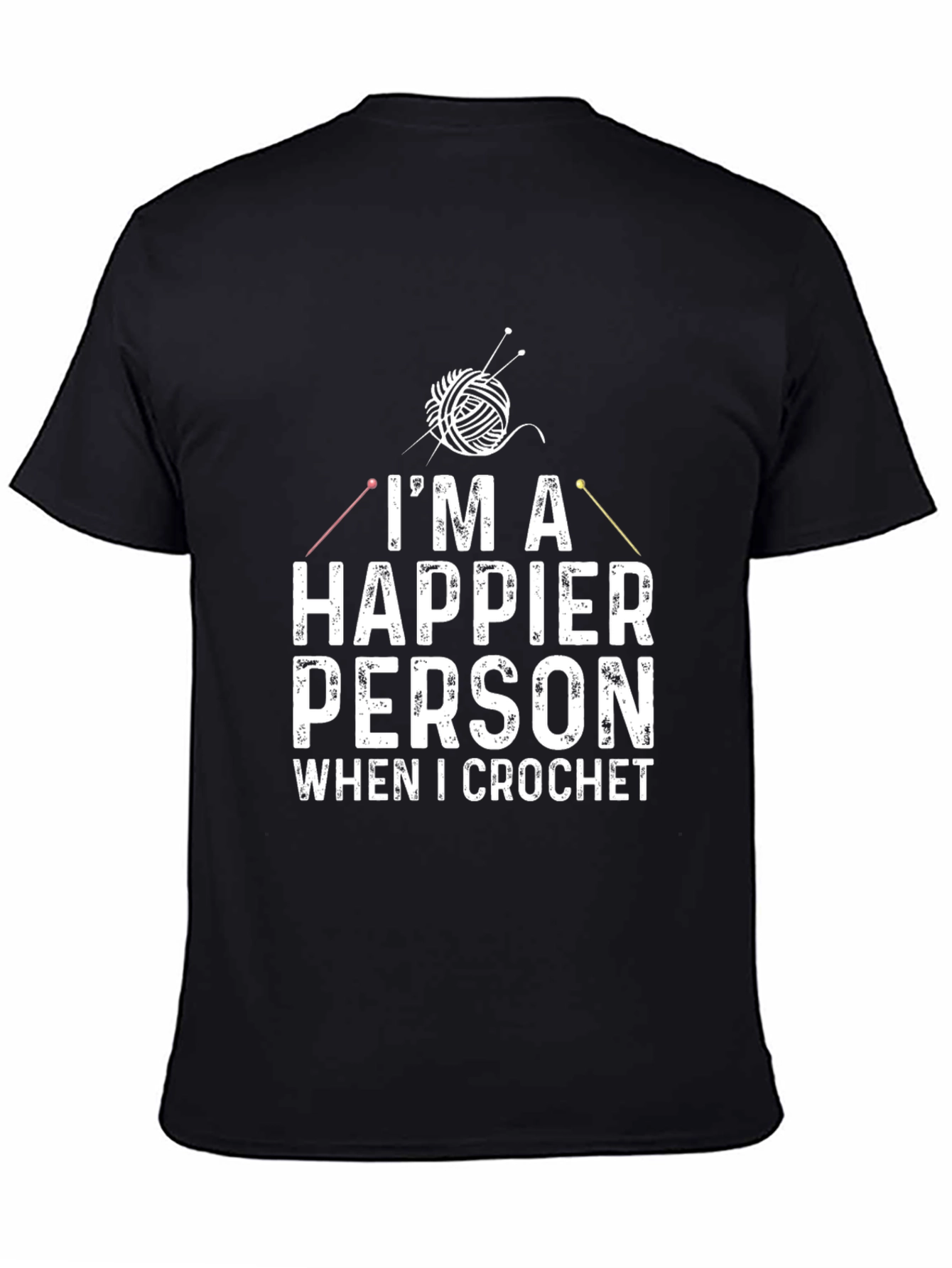 Happier Person Crochet T-Shirt - Black