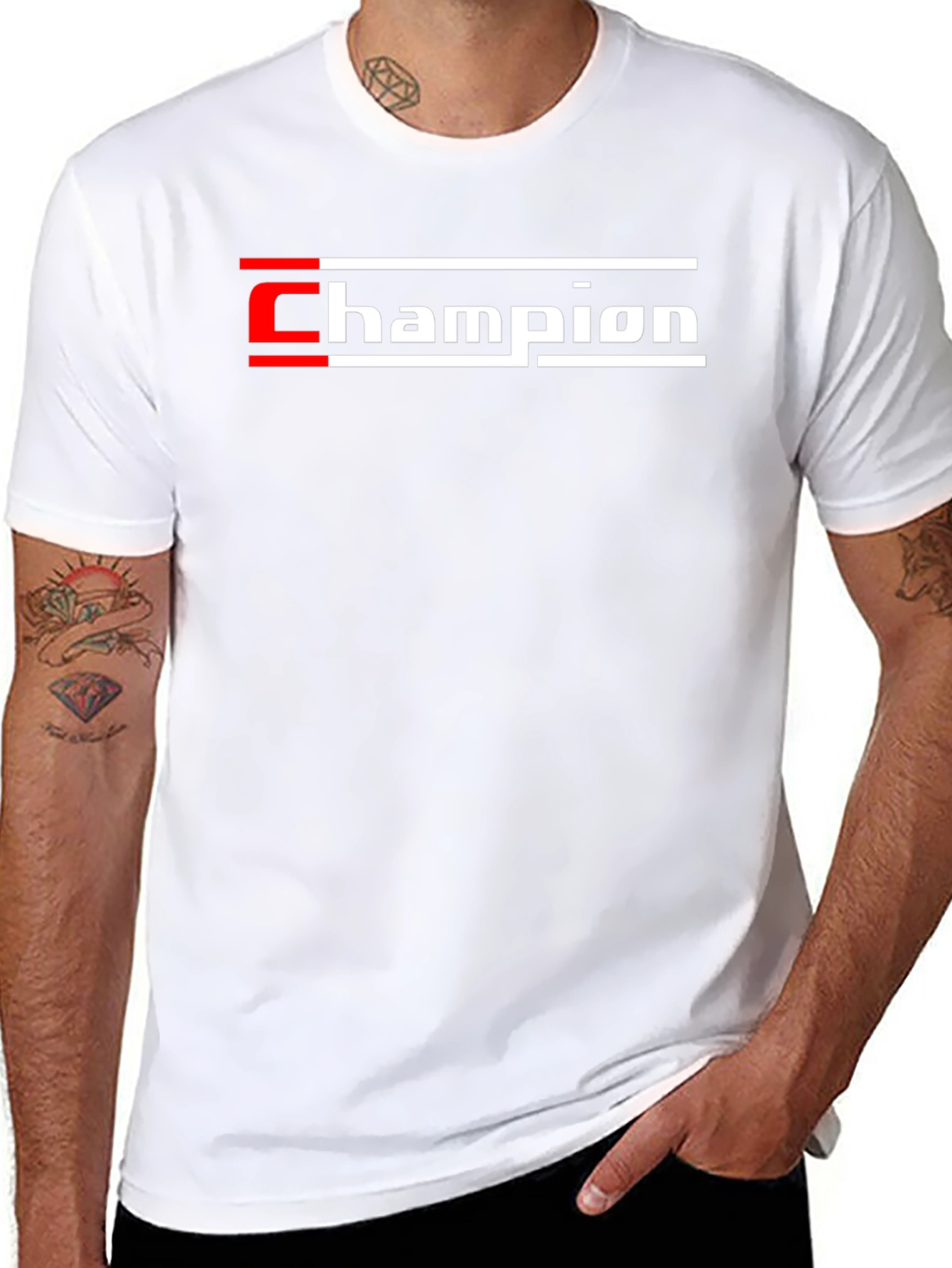 Champion Graphic Tee - Black Cotton T-Shirt